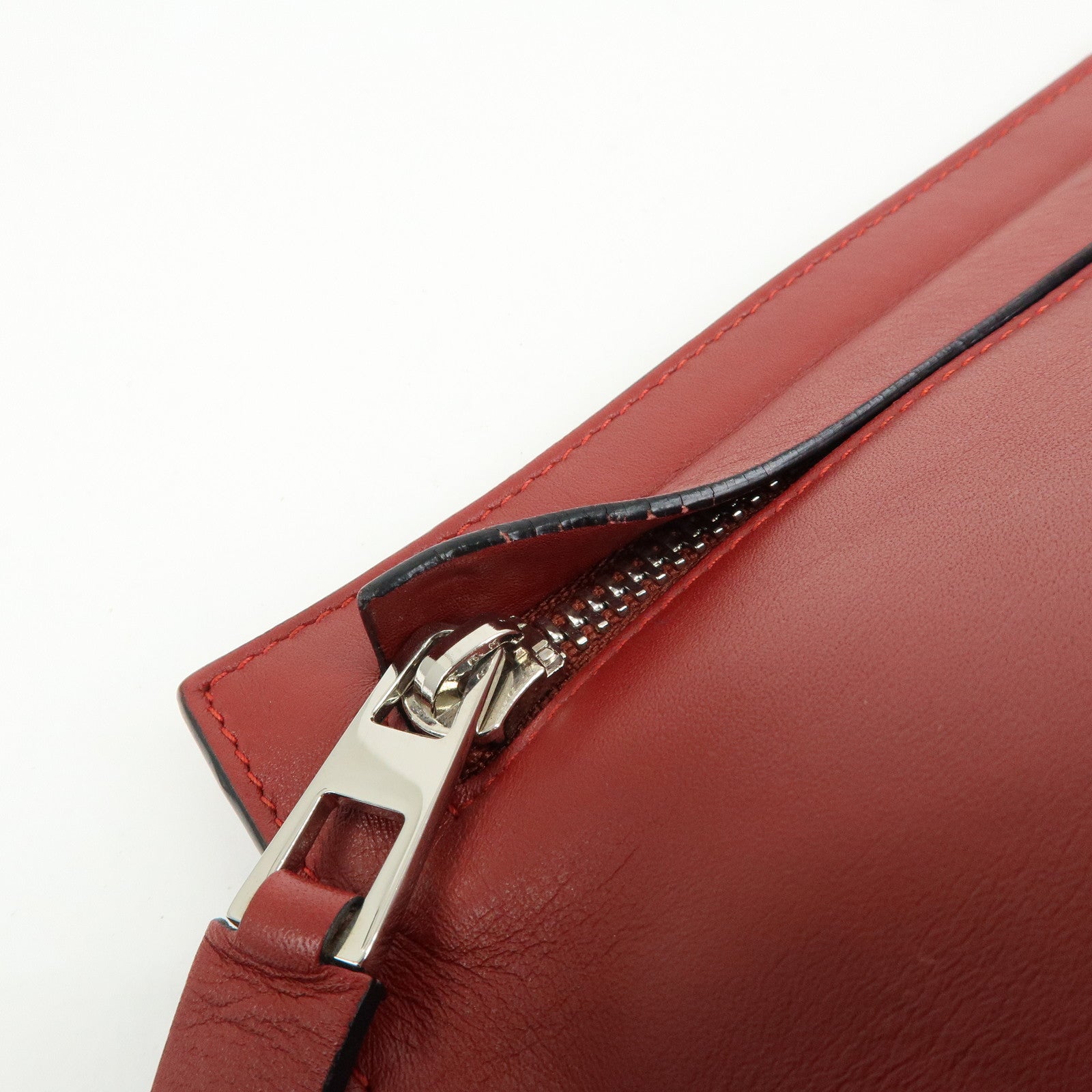 LOEWE Anagram Leather Pouch Clutch Bag Bordeaux Red