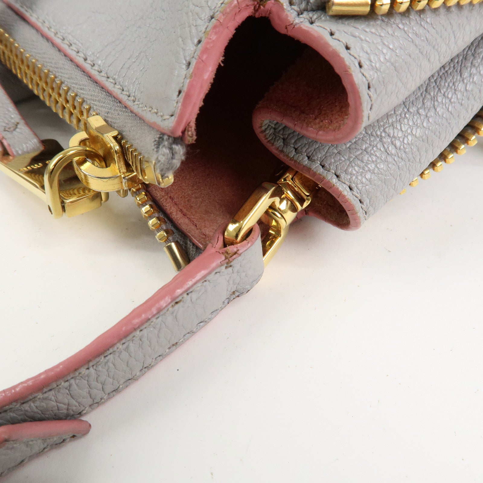 MIU MIU Madras Logo Leather 2WAY Bag Shoulder Bag Hand Bag 5BB016