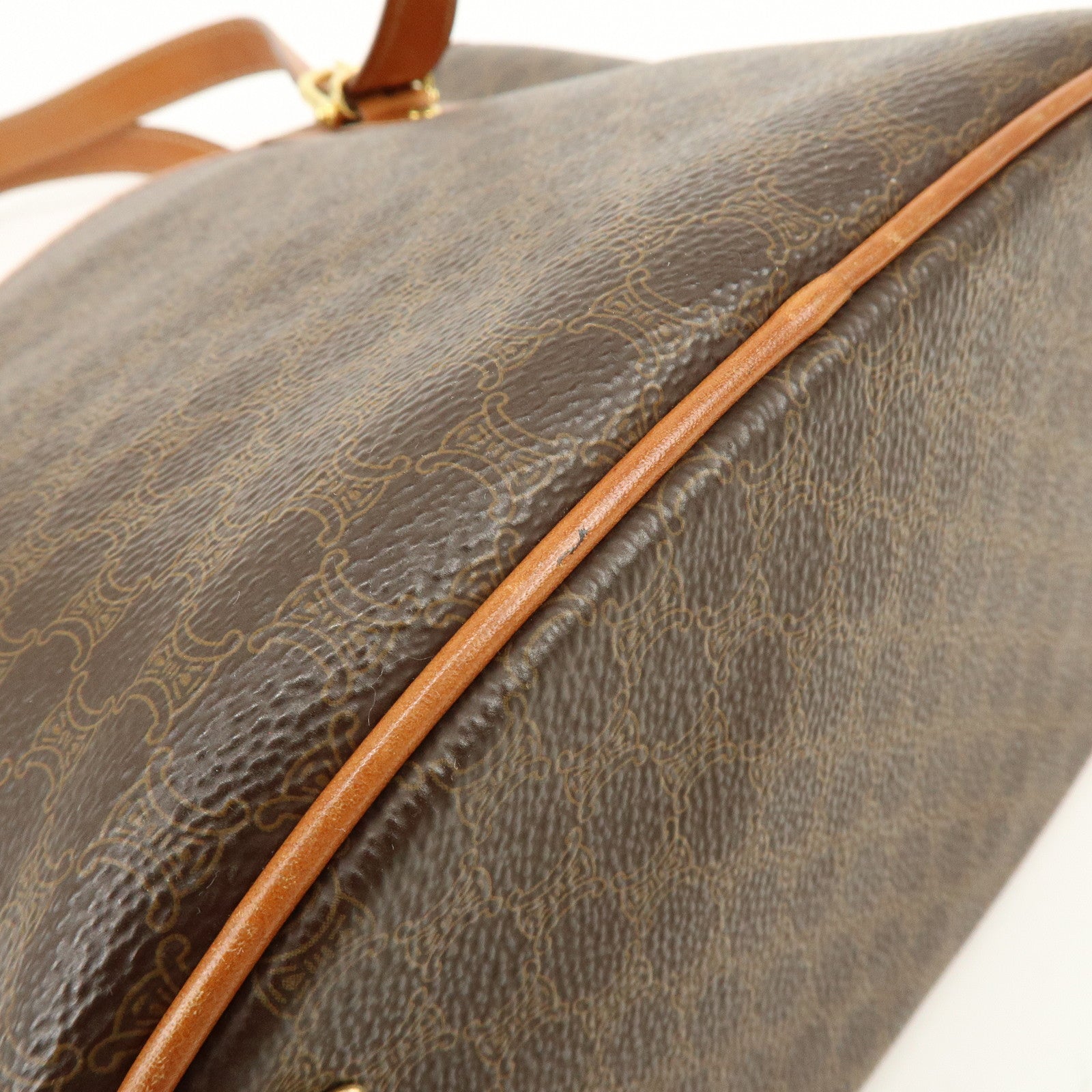 CELINE Macadam PVC Leather Tote Bag Hand Bag Shoulder Bag Brown