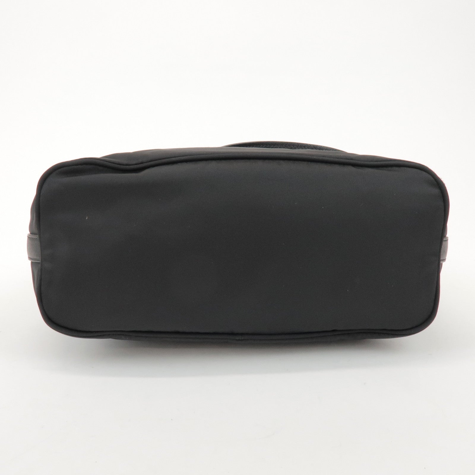 PRADA Triangle Logo Nylon Leather Shoulder Bag Black