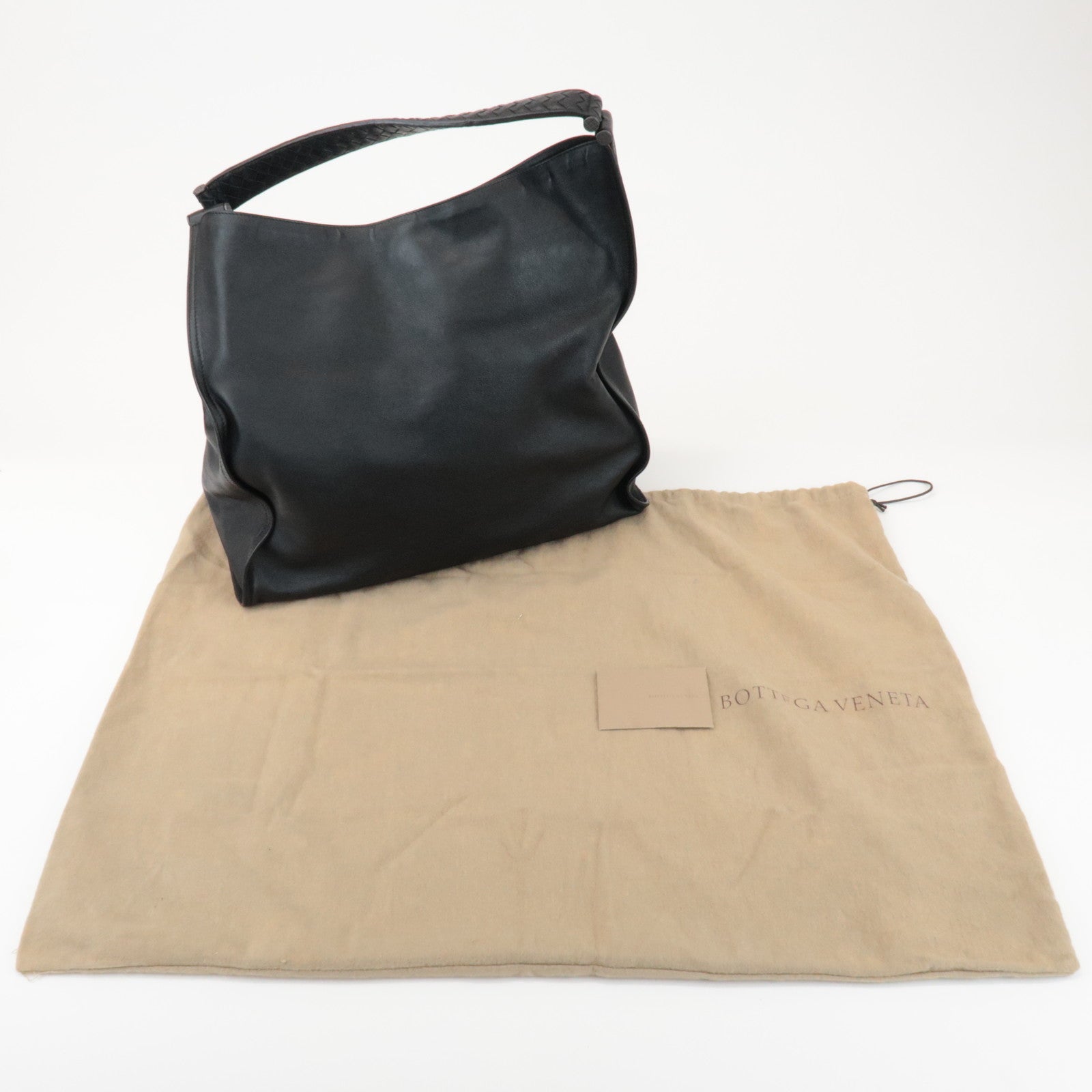 BOTTEGA VENETA Intrecciato Leather Shoulder Bag Black