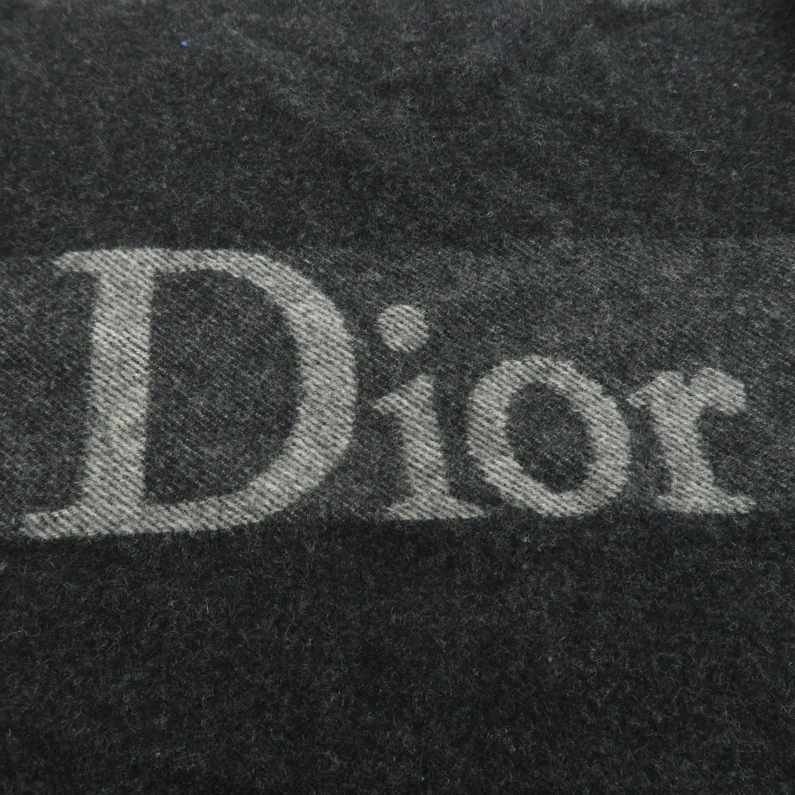 Christian Dior Logo Wool Cashmere Scarf Black Gray