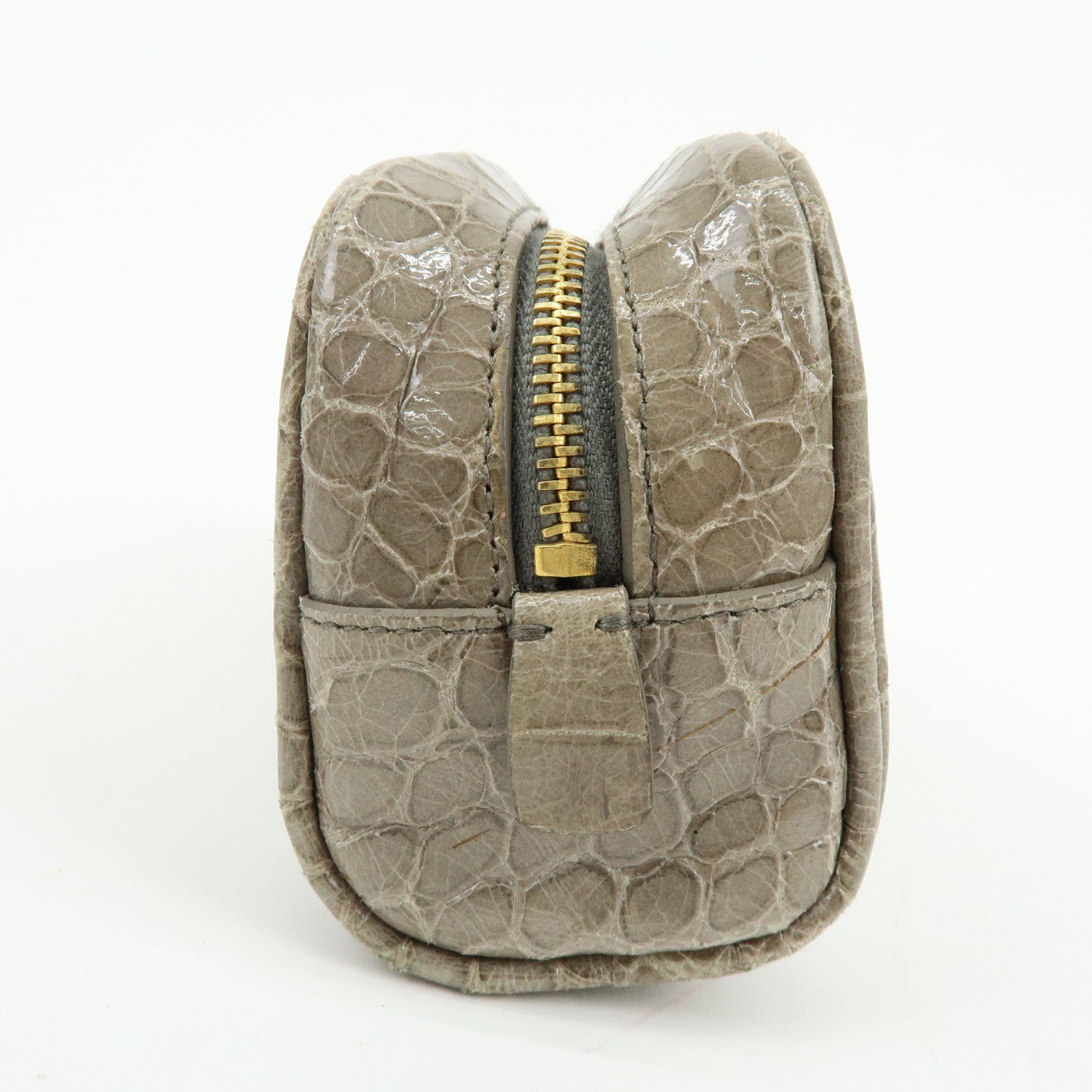 MIU MIU Embossed Leather Clutch Bag Wrist Bag Cosmetic Pouch Greige