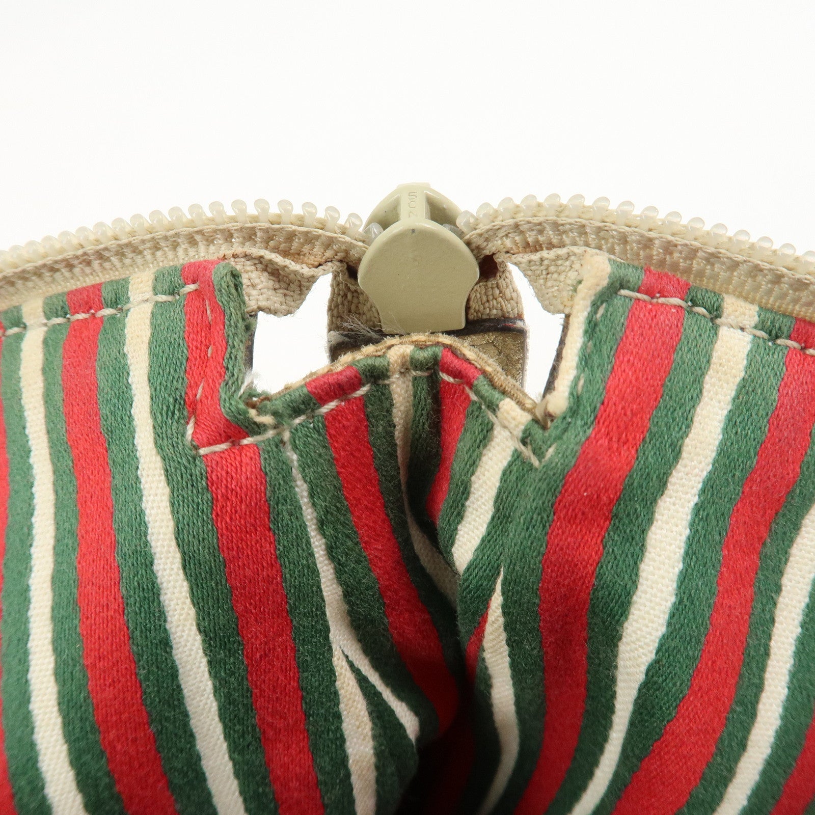 GUCCI Abbey GG Canvas Leather Pouch Hand Bag Beige Gold 145750