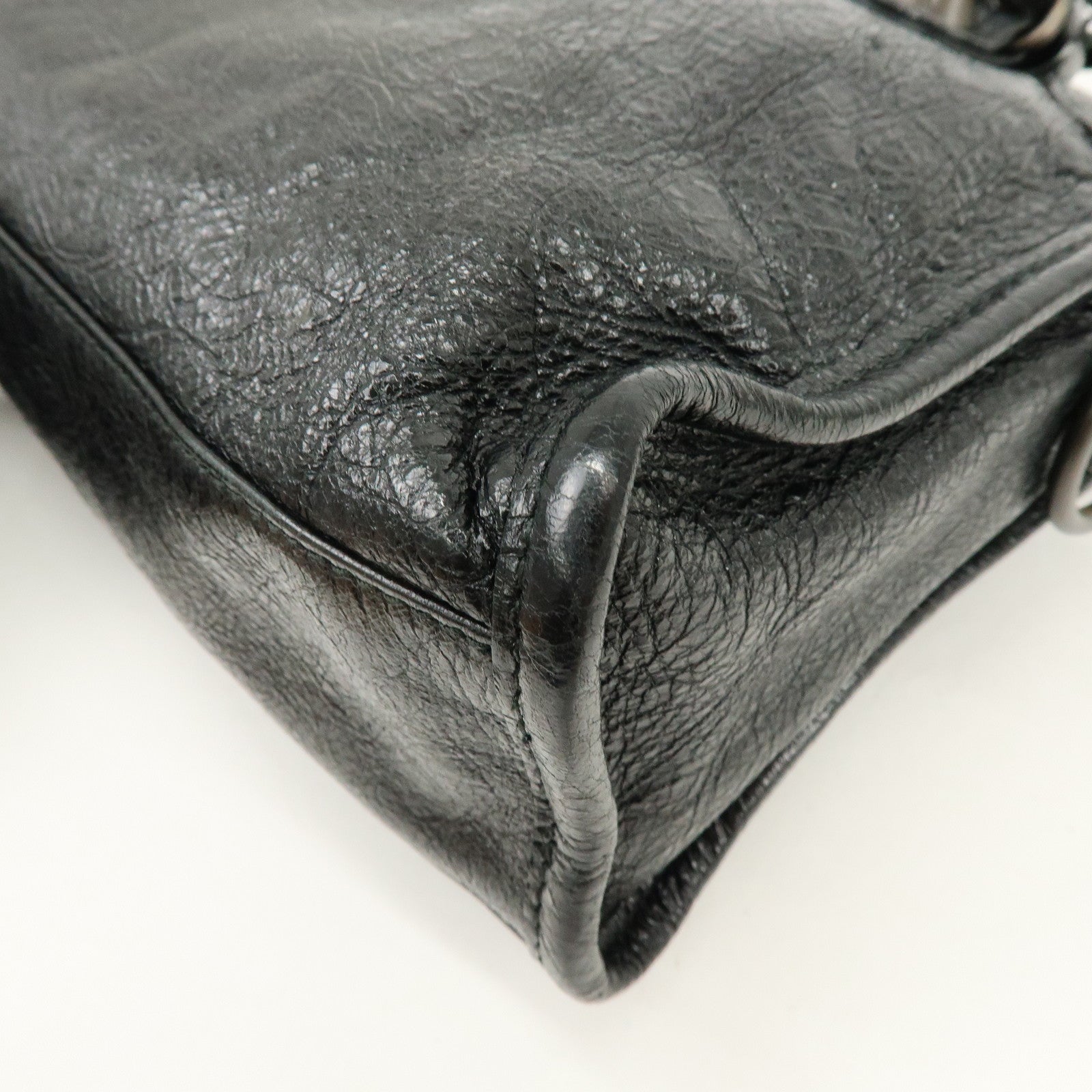 BALENCIAGA Classic Mini City Leather 2Way Hand Bag Black 300295