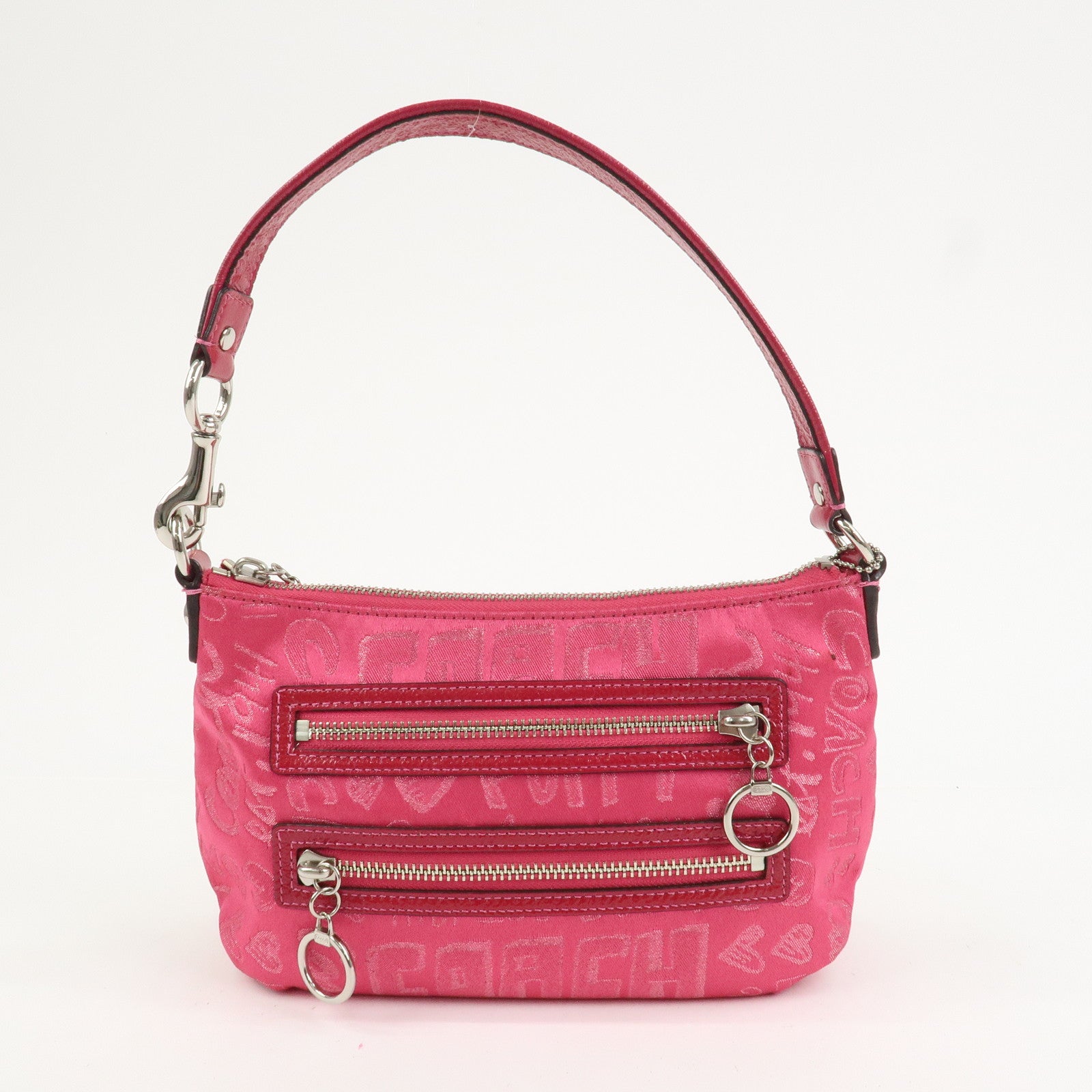 COACH Signature POPPY Set of 2 Canvas Leather Shoulder Hand Bag