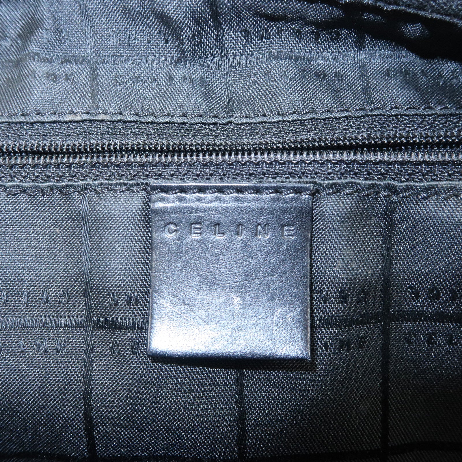 CELINE C Macadam Canvas Leather Boston Bag Hand Bag Black