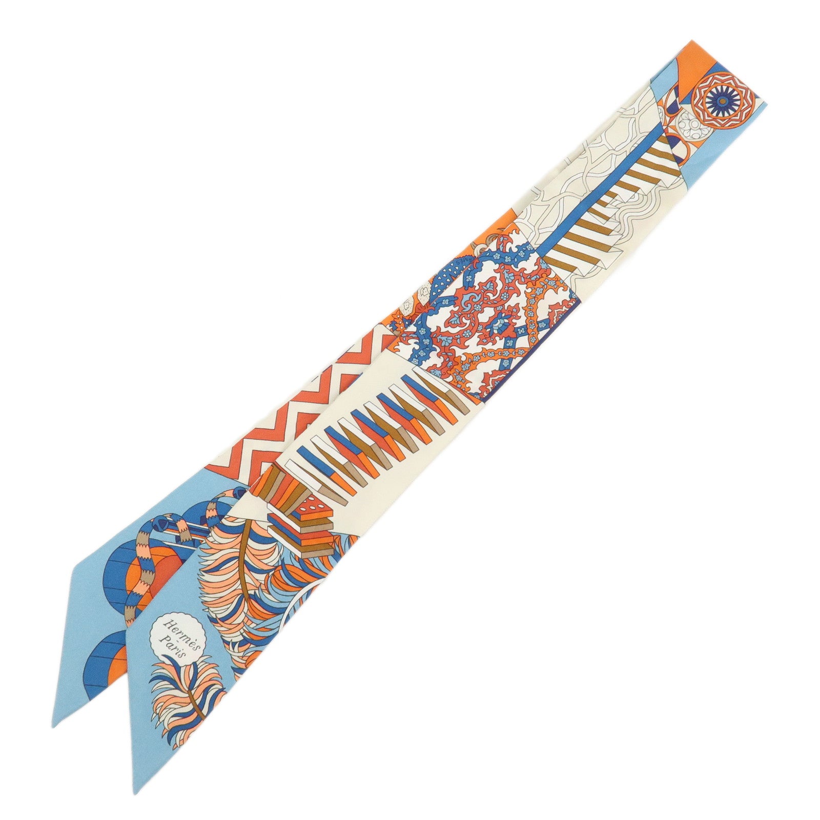 HERMES Twilly Silk 100% Scarf De l'Ombrelle aux Duels Vieux