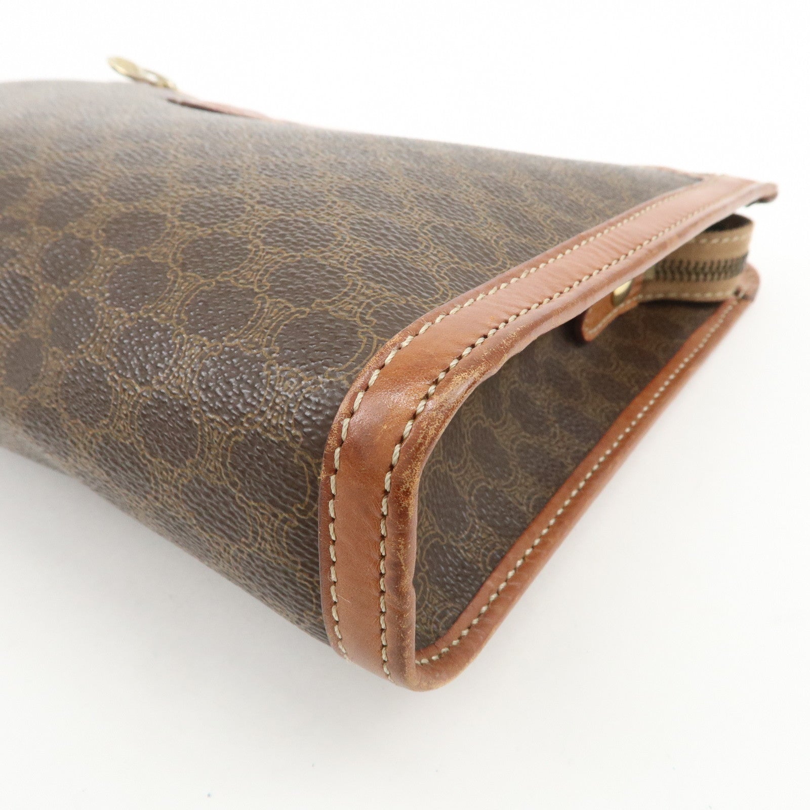 CELINE Macadam PVC Logo Leather Clutch Bag Brown