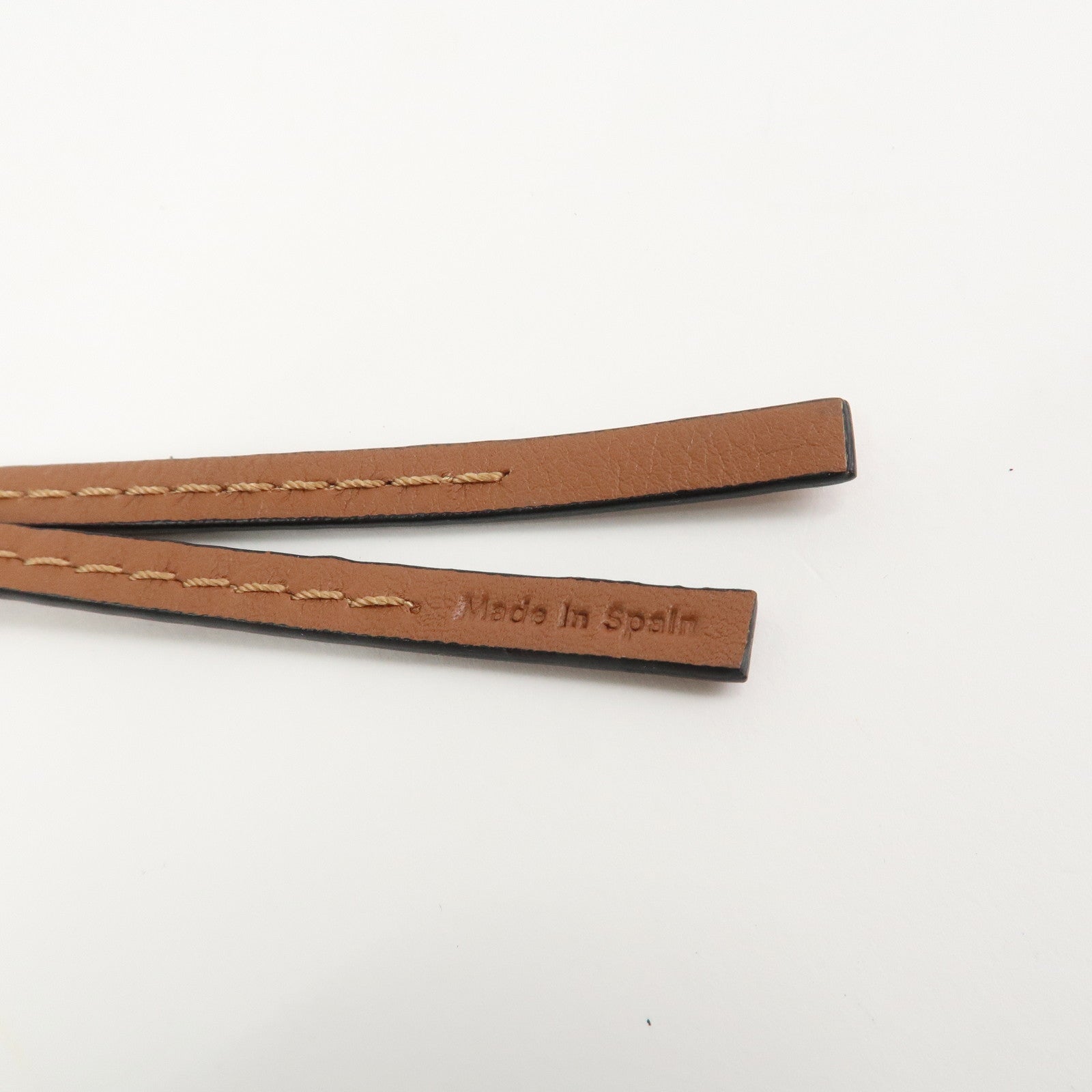 LOEW Anagram Leather Bag Charm Key Chain Yellow Black Brown