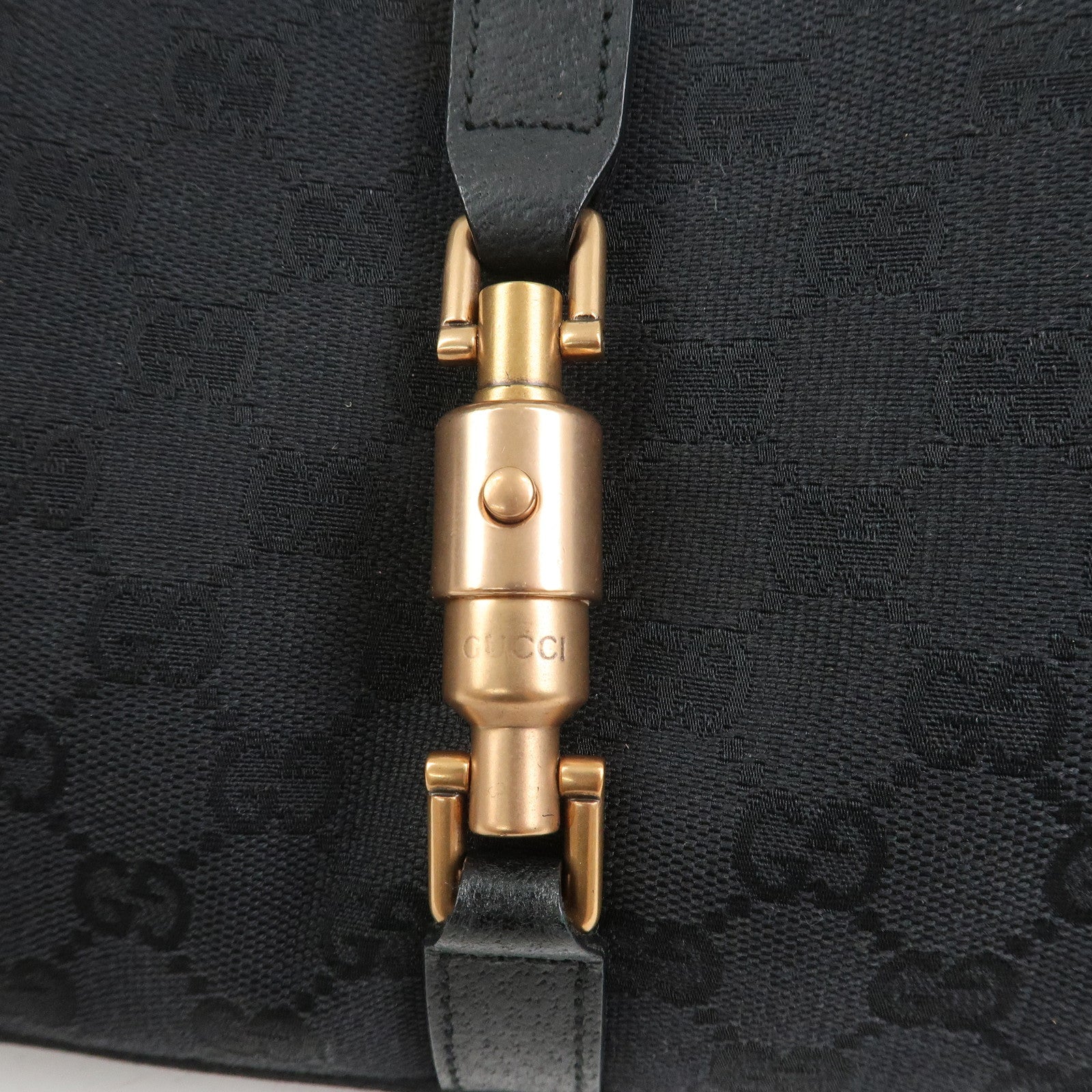 GUCCI New Jackie GG Canvas Shoulder Bag Hand Bag Black 124409