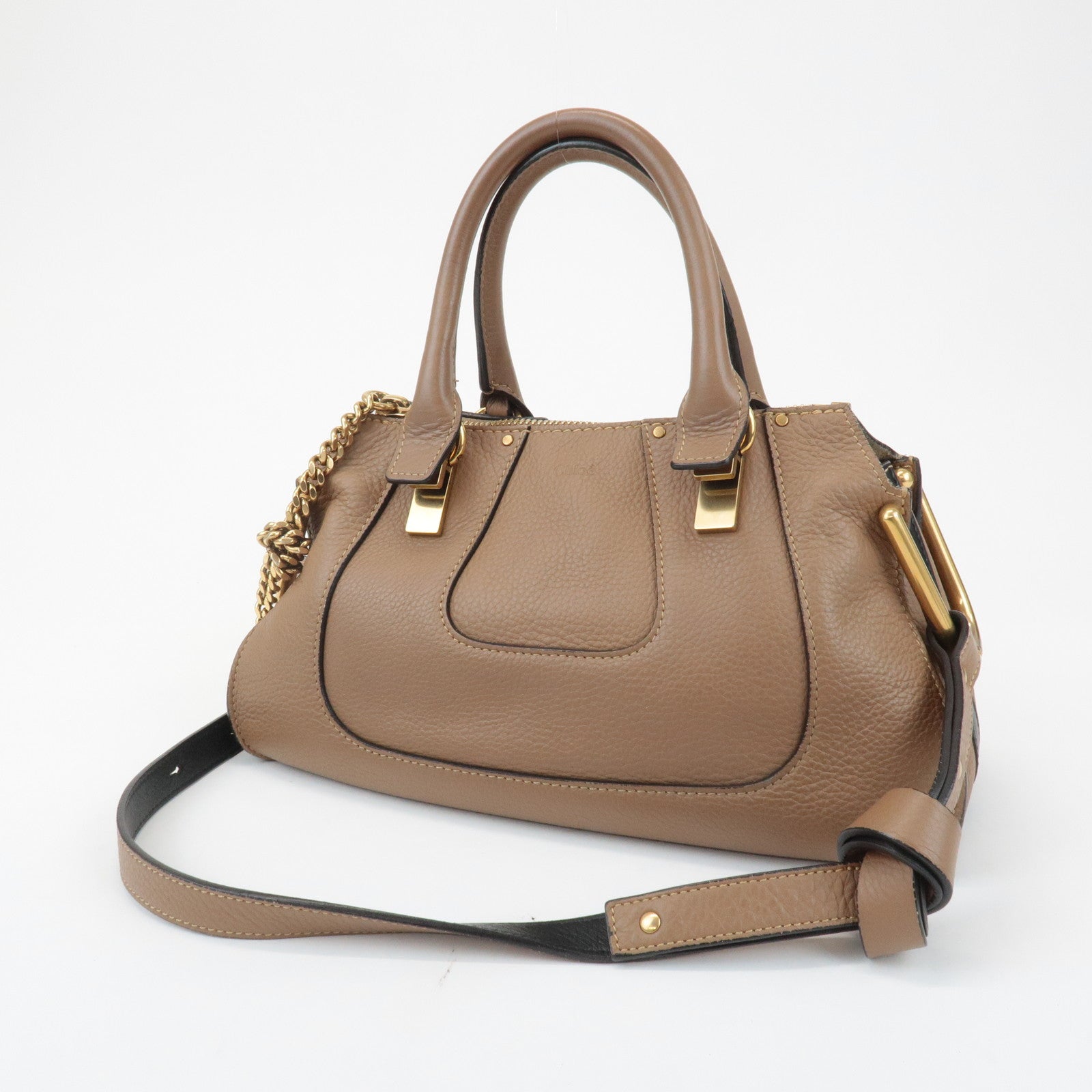 Chloe Hayley Leather 2WAY Bag Hand Bang Shoulder Bag Brown