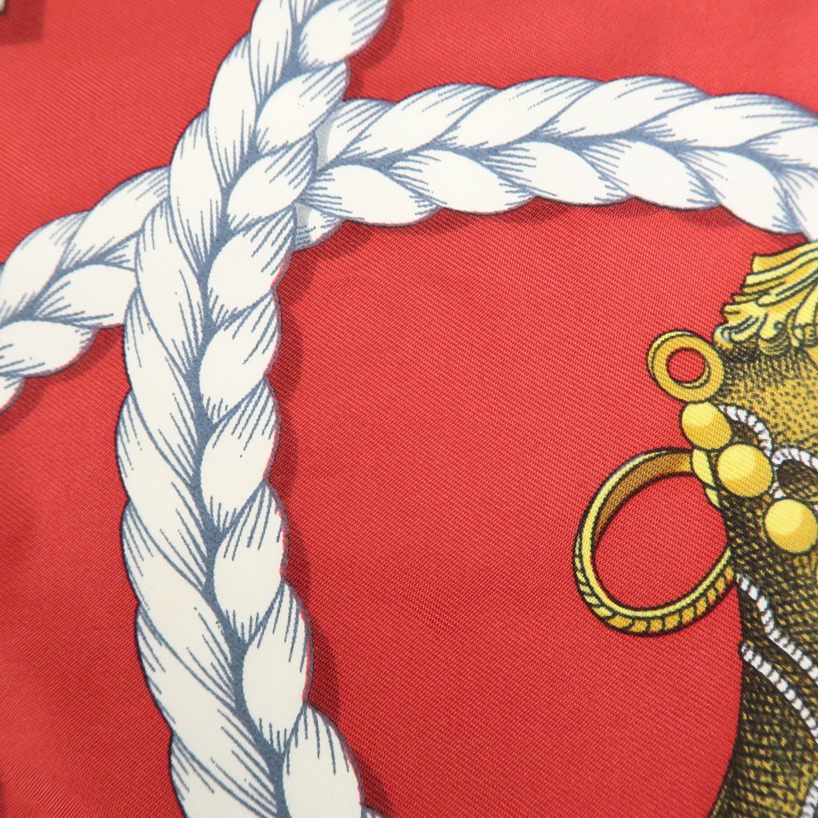 HERMES Carre 90 Silk 100% Scarf GRAND APPARAT Red Navy