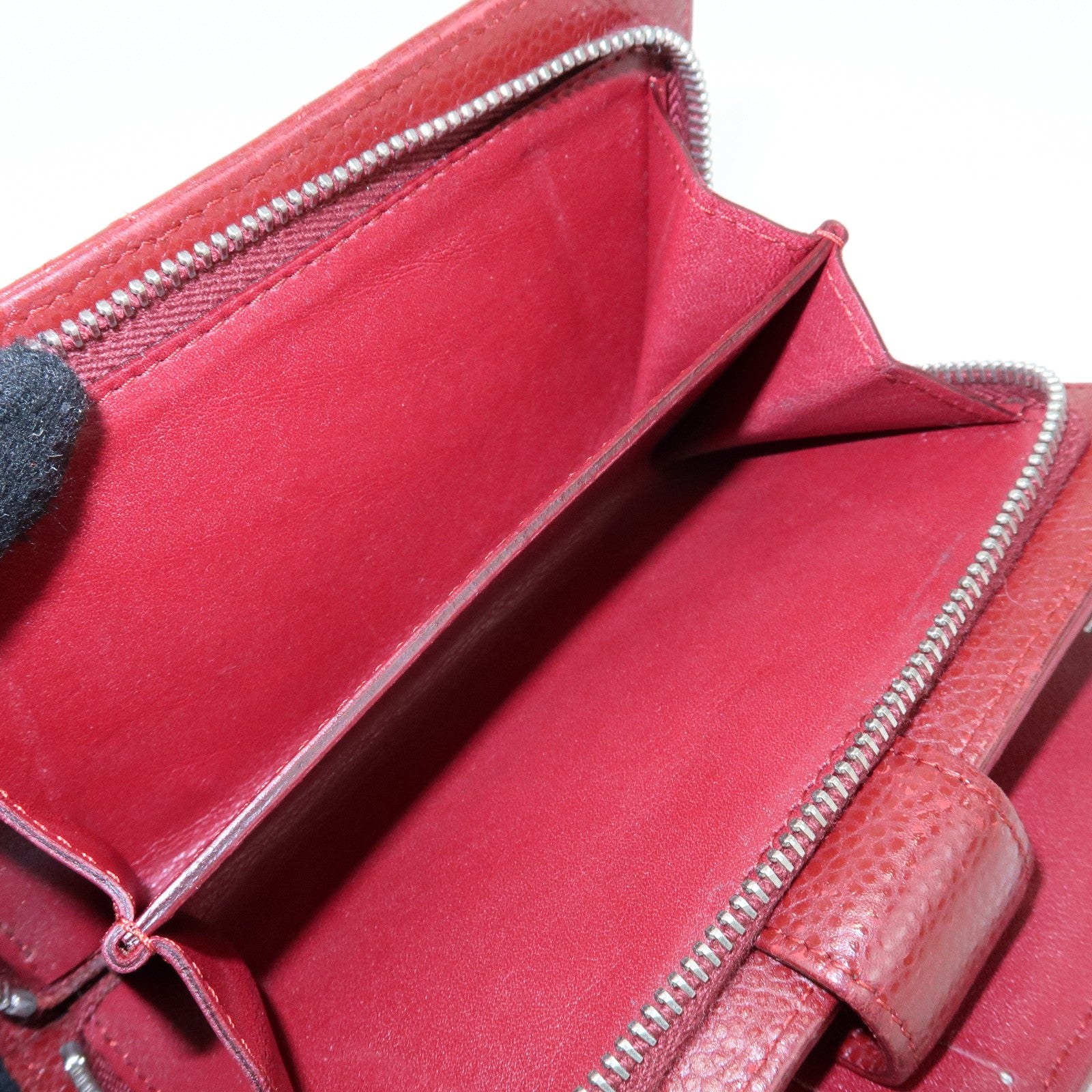 CHANEL COCO Mark Matelasse Caviarskin Compact Wallet Bordeaux
