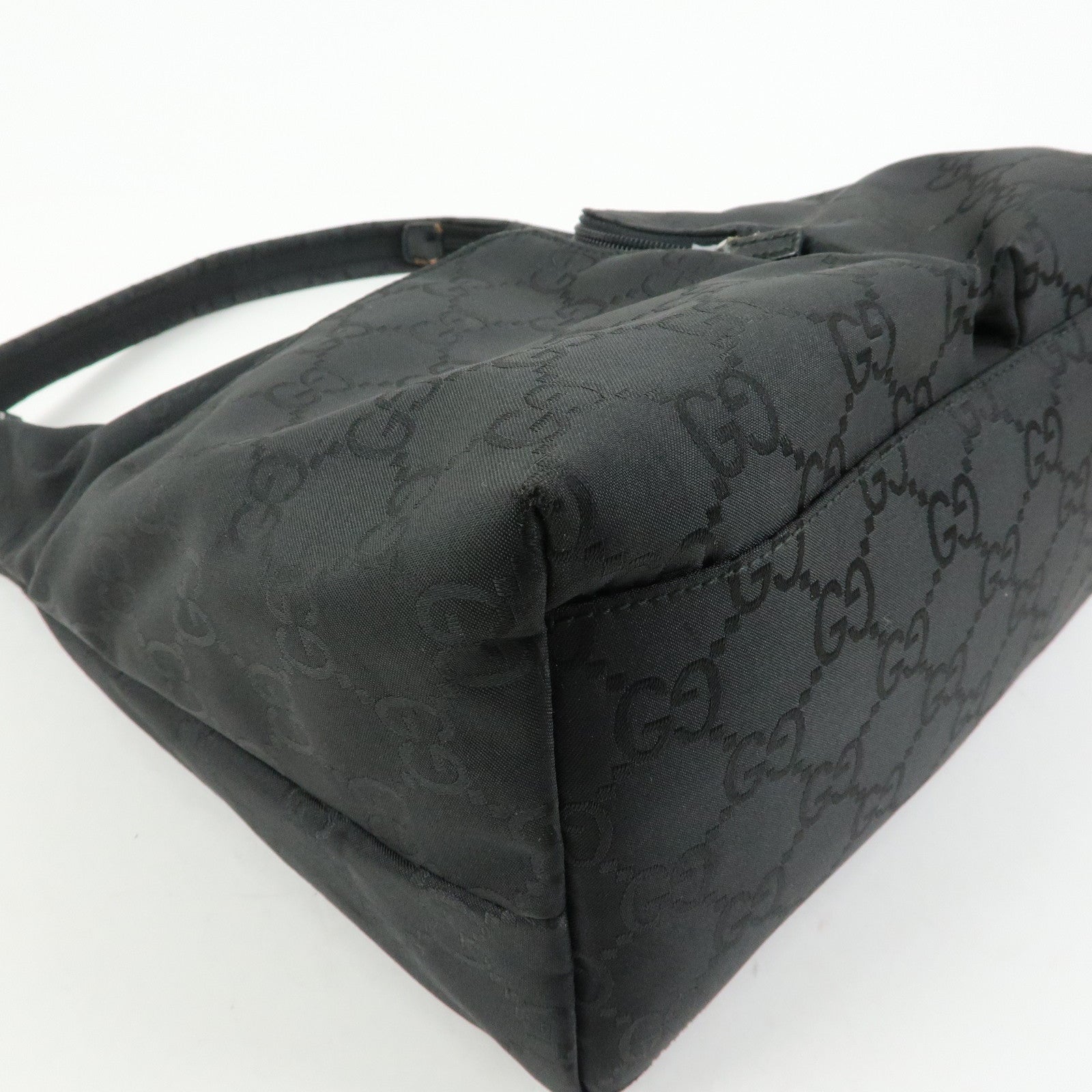 GUCCI Front Pocket GG Nylon Leather Shoulder Bag Black 001・3380