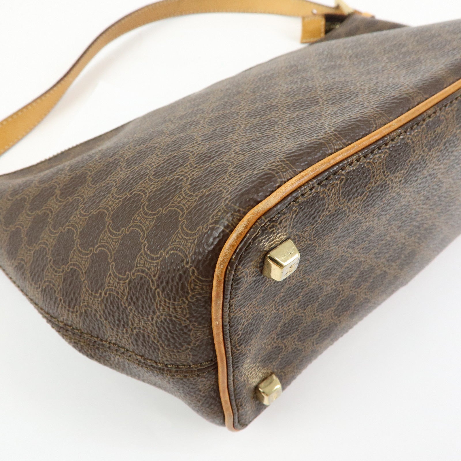 CELINE Macadam PVC Leather Shoulder Bag Hand Bag Brown