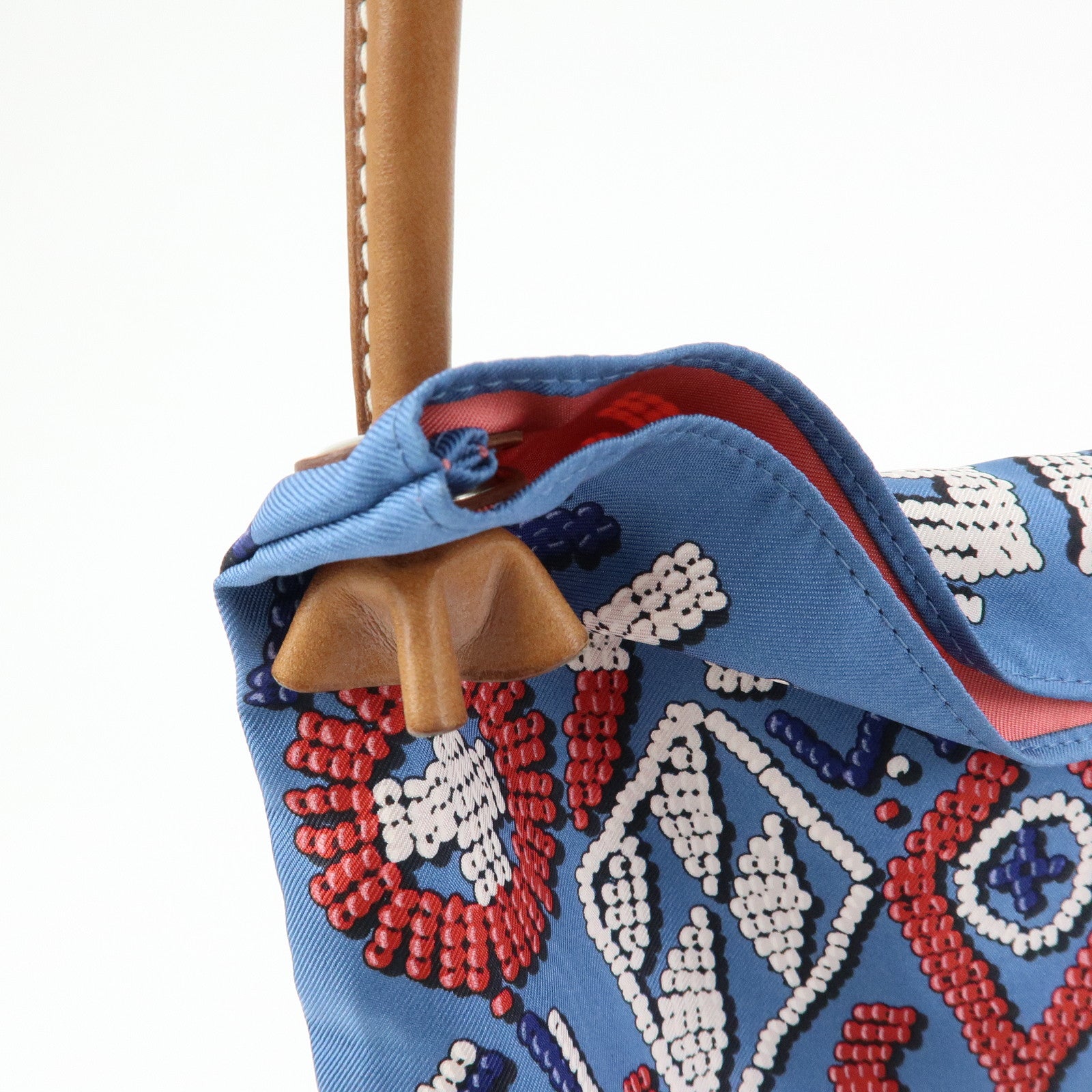 HERMS Silky City PM Silk Leather Shoulder Bag Kelly en Perles Blue