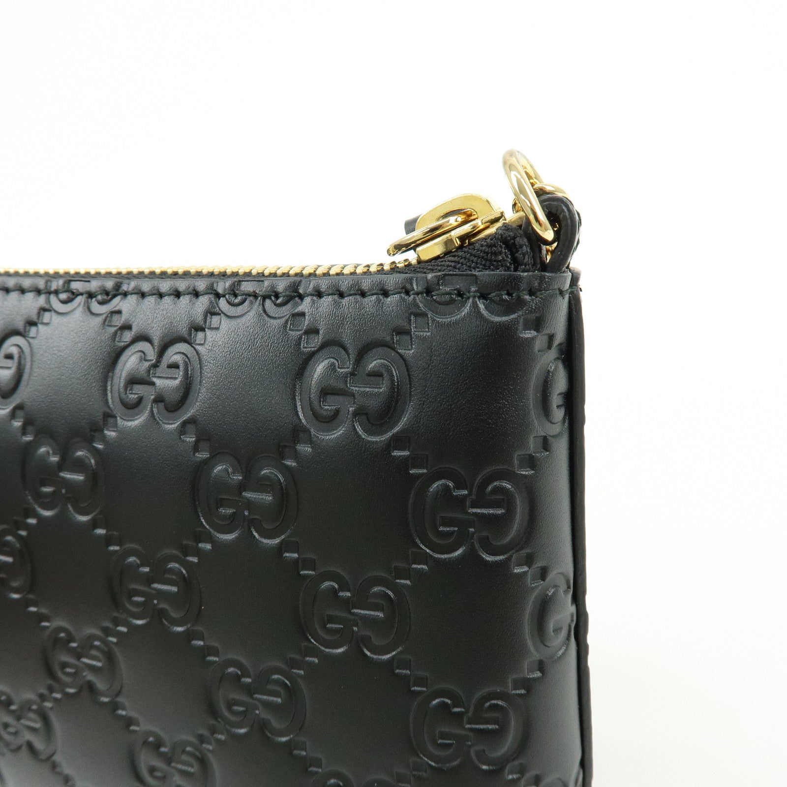 GUCCI Guccissima Leather Chain Shoulder Bag Hand Bag Black 428449
