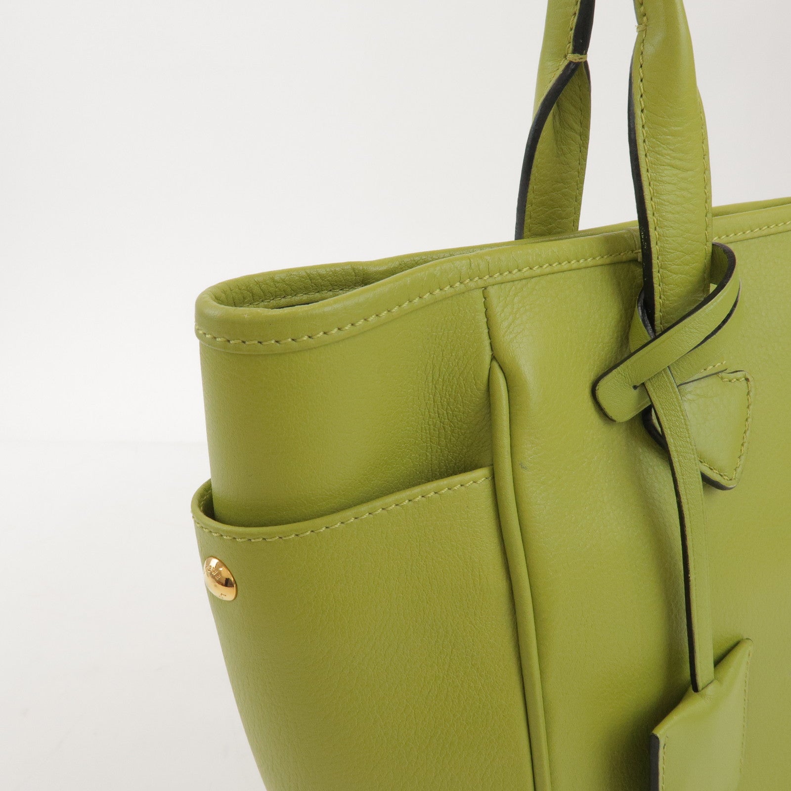 LOEWE Heritage Calf Leather Tote Bag Shoulder Bag Light Green