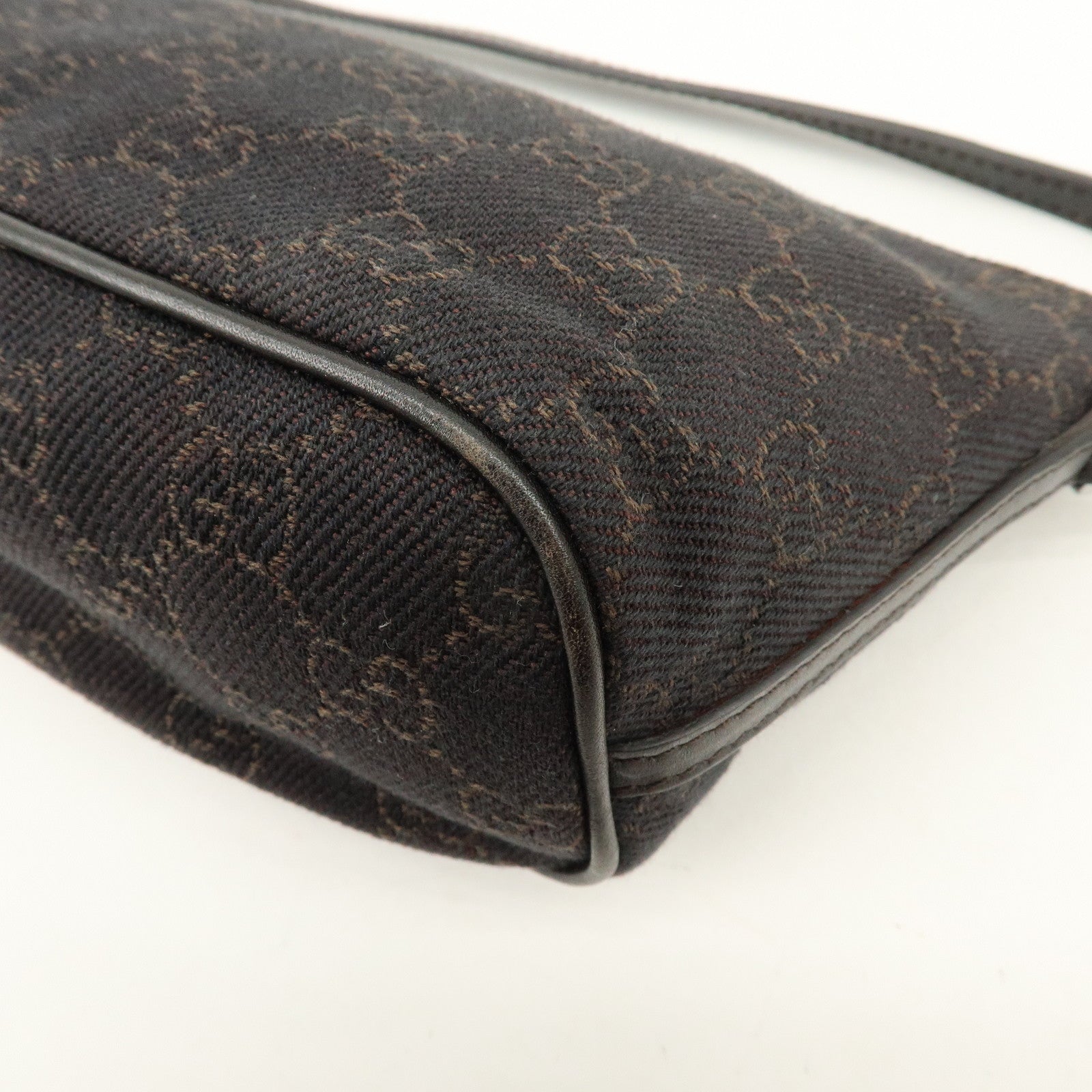 GUCCI Boat Bag GG Canvas Leather Hand Bag Brwon 07198