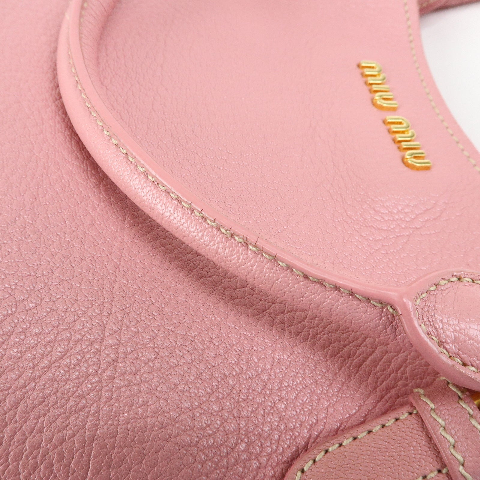 MIU MIU Madras Leather 2Way Shoulder Bag Hand Bag Pink RN0886