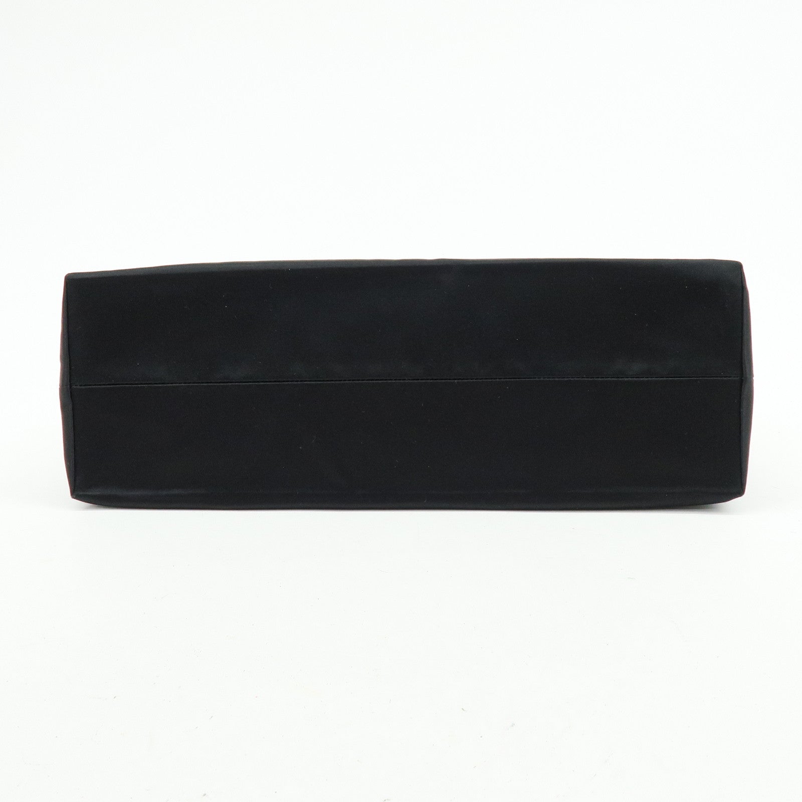 PRADA Triangle Logo Satin Tote Bag Hand Bag Black