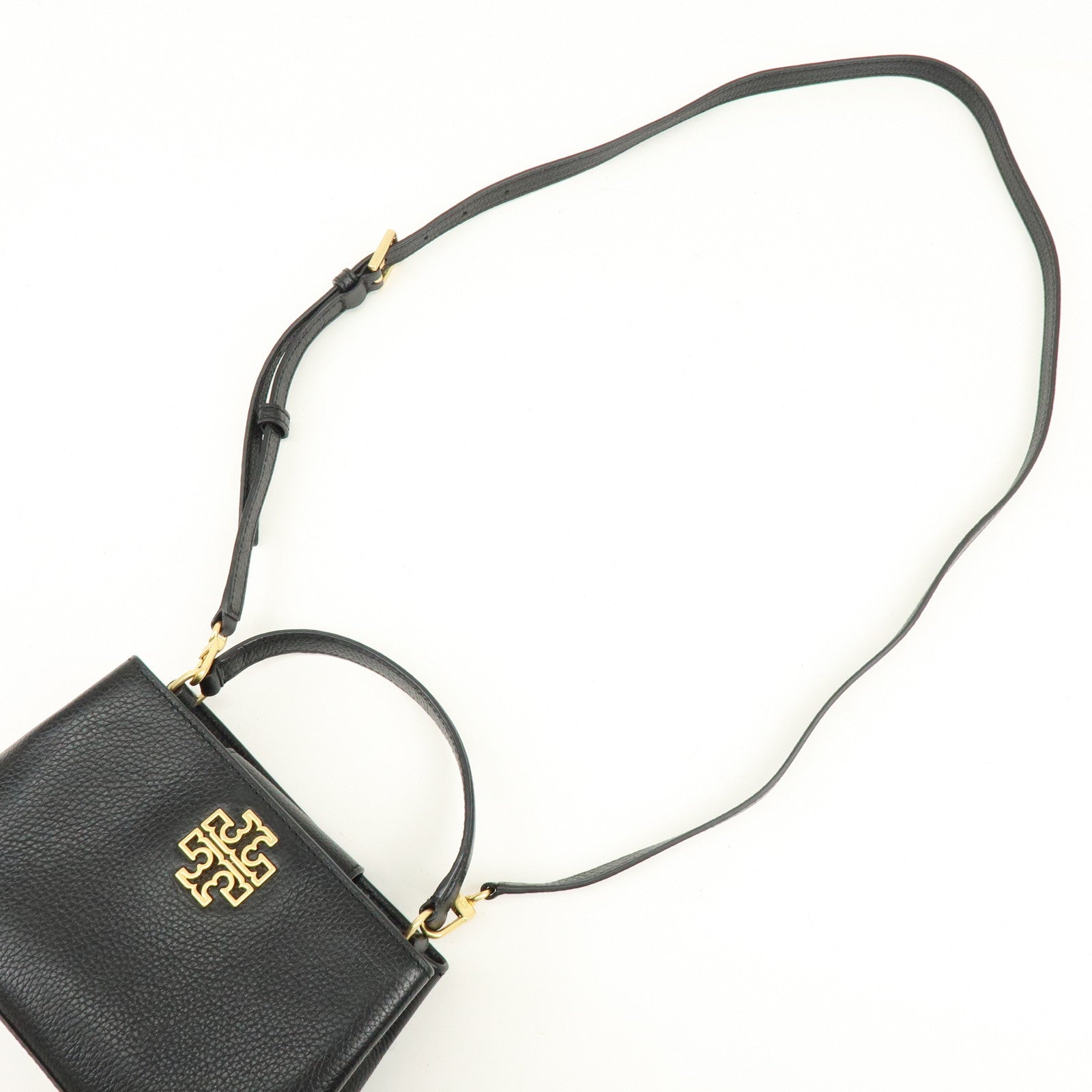 TORY BURCH Britten Micro Satchel Leather 2Way Bag Hand Bag Black
