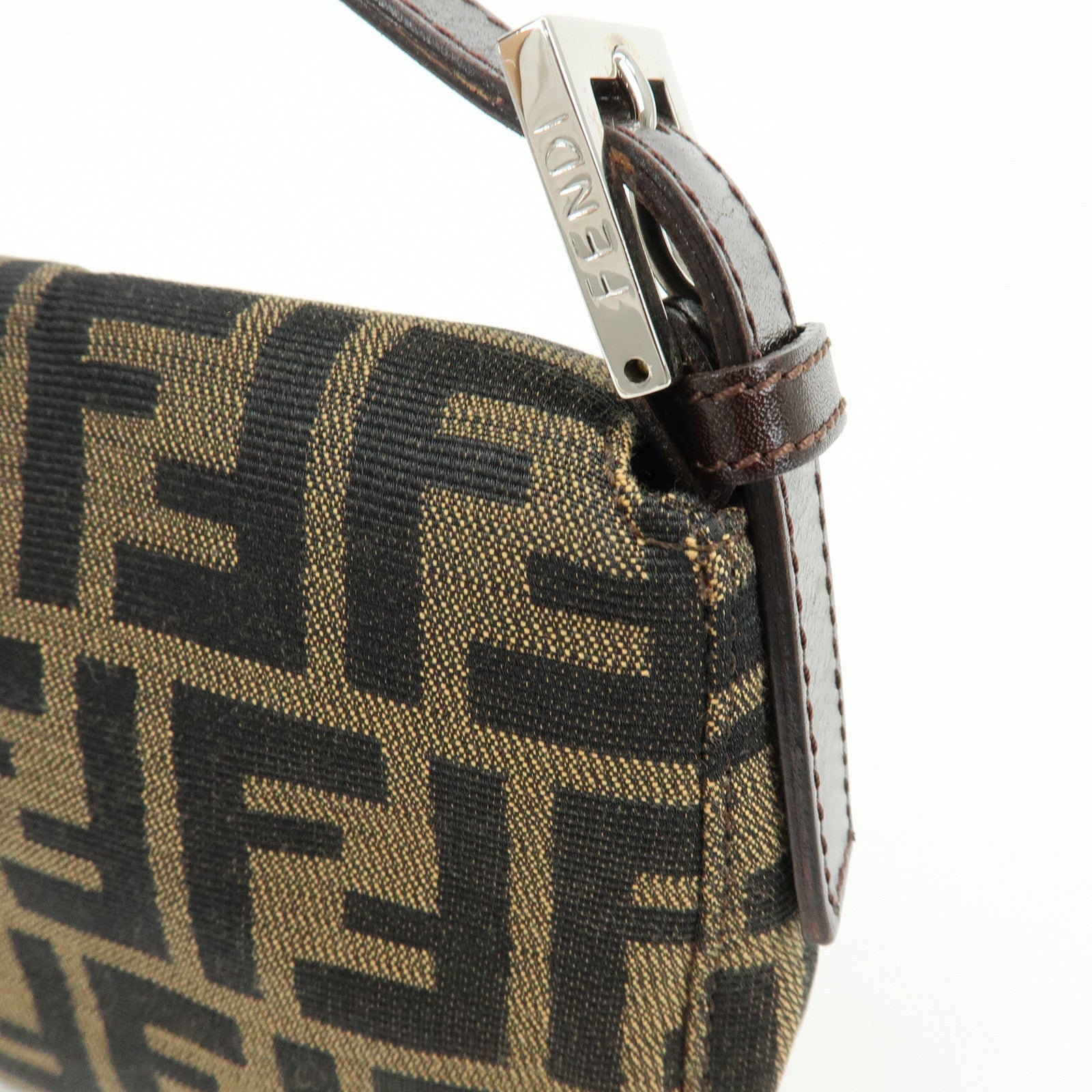 FENDI Mamma Baguette Jacquard Canvas Leather Hand Bag 17132642