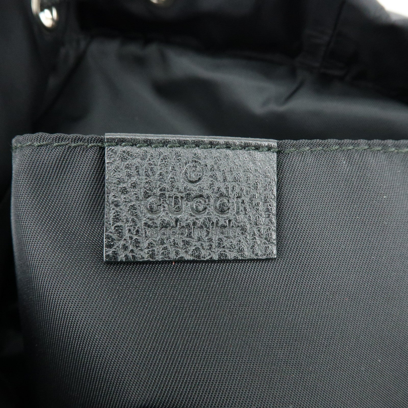 GUCCI GG Nylon Leather Backpack Ruck Sack Black 406361