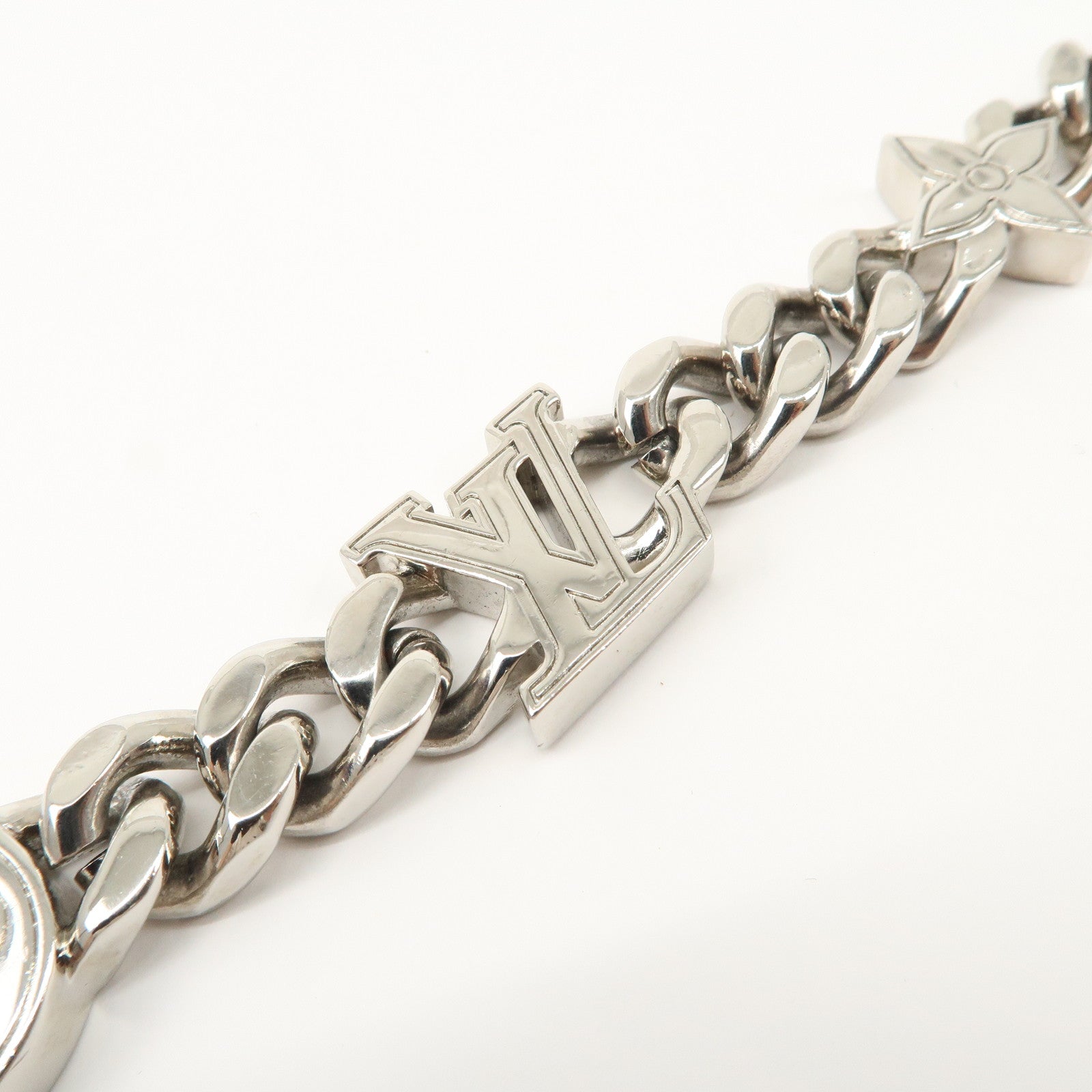 Louis Vuitton Monogram Element Chain Metal Bag Charm Silver M01468 Used