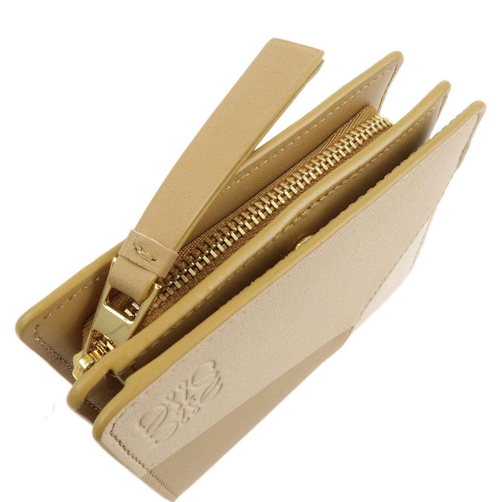 LOEWE Puzzle Leather Compact Wallet Beige