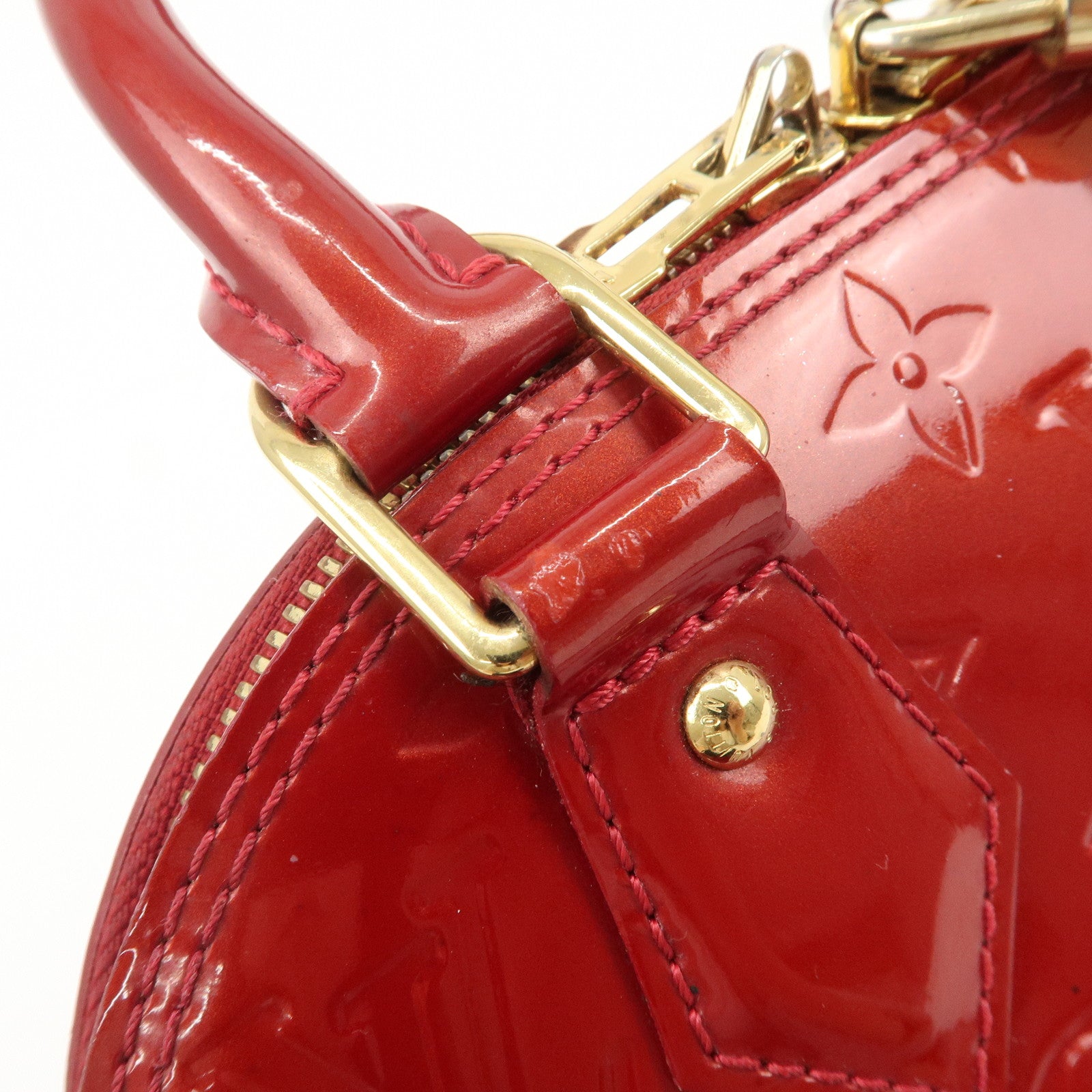 Louis Vuitton Monogram Vernis Alma BB 2Way Bag Red M91606 Used
