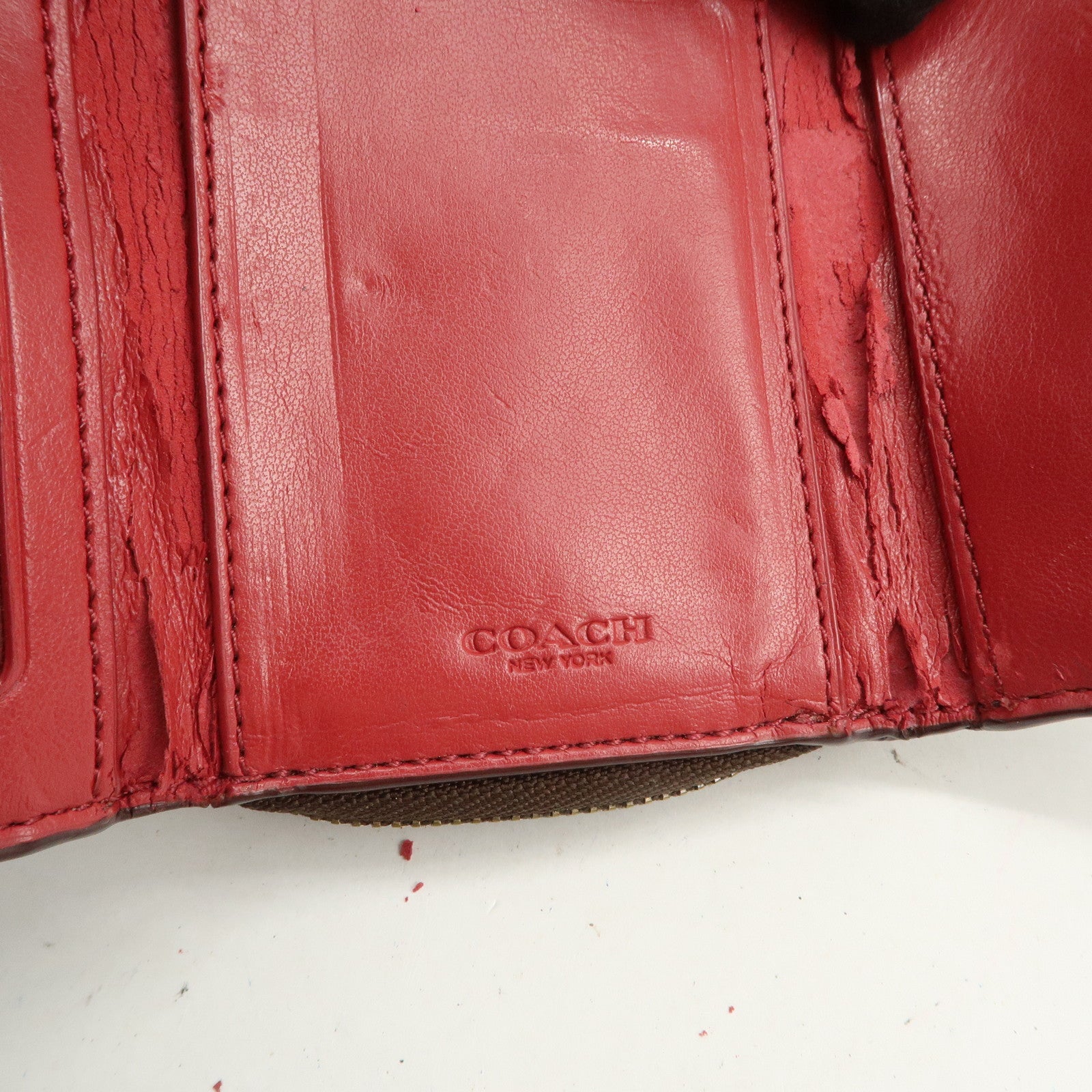 COACH Set of 5 Signature PVC Leather Compact Wallets Brown Red