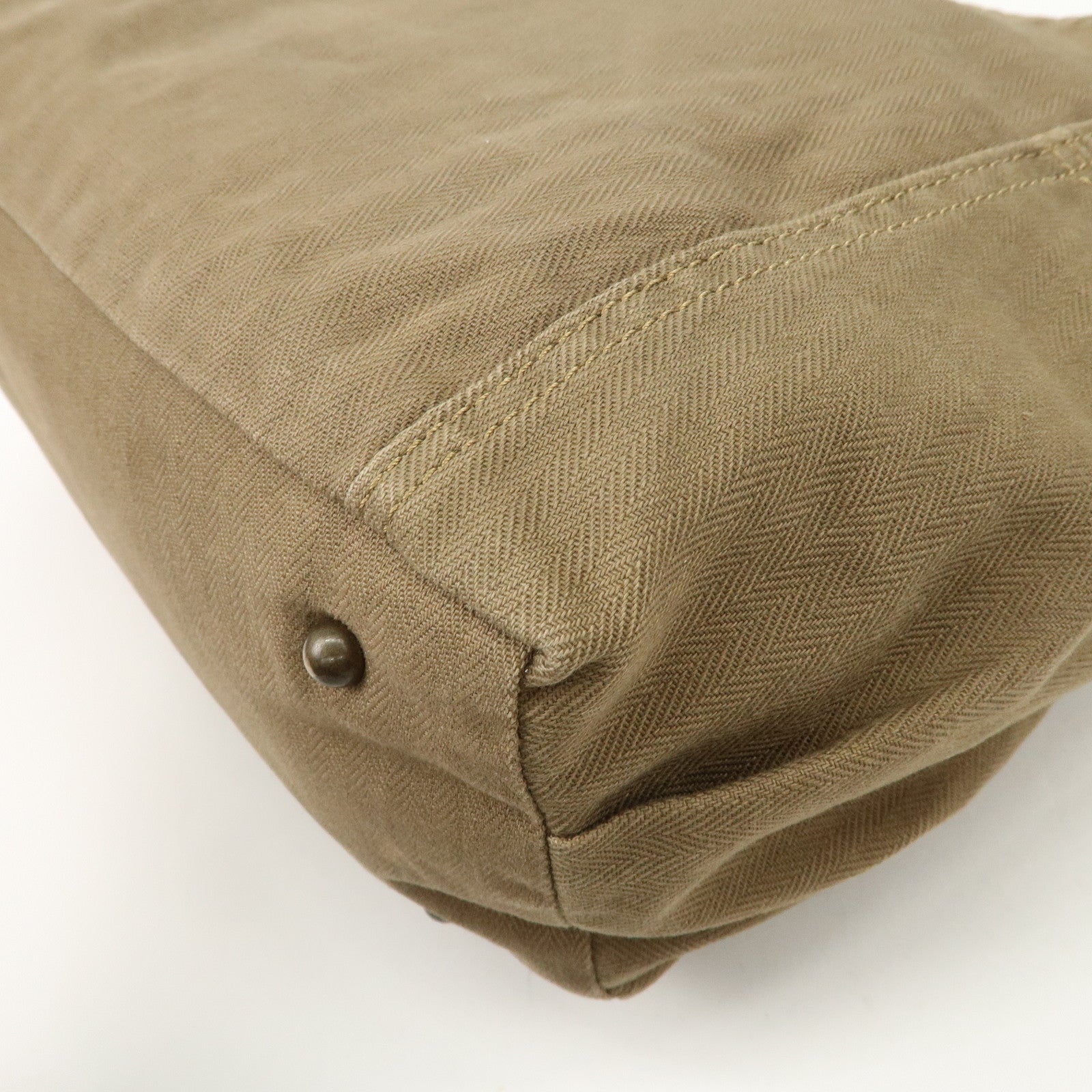 BURBERRY Canvas Leather London Blue Label Shoulder Bag Khaki Brown Used