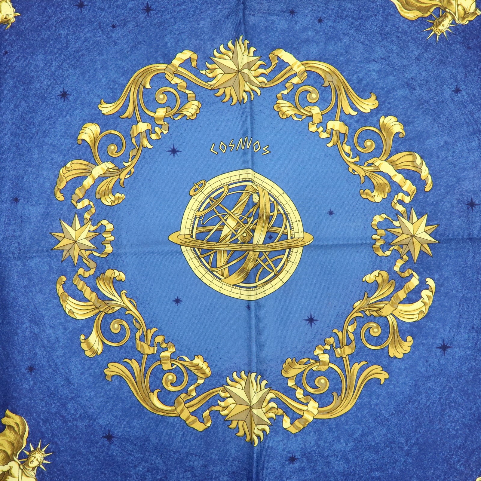HERMES Carre 90 Silk 100% Scarf COSMOS Space Print Navy Gold Black