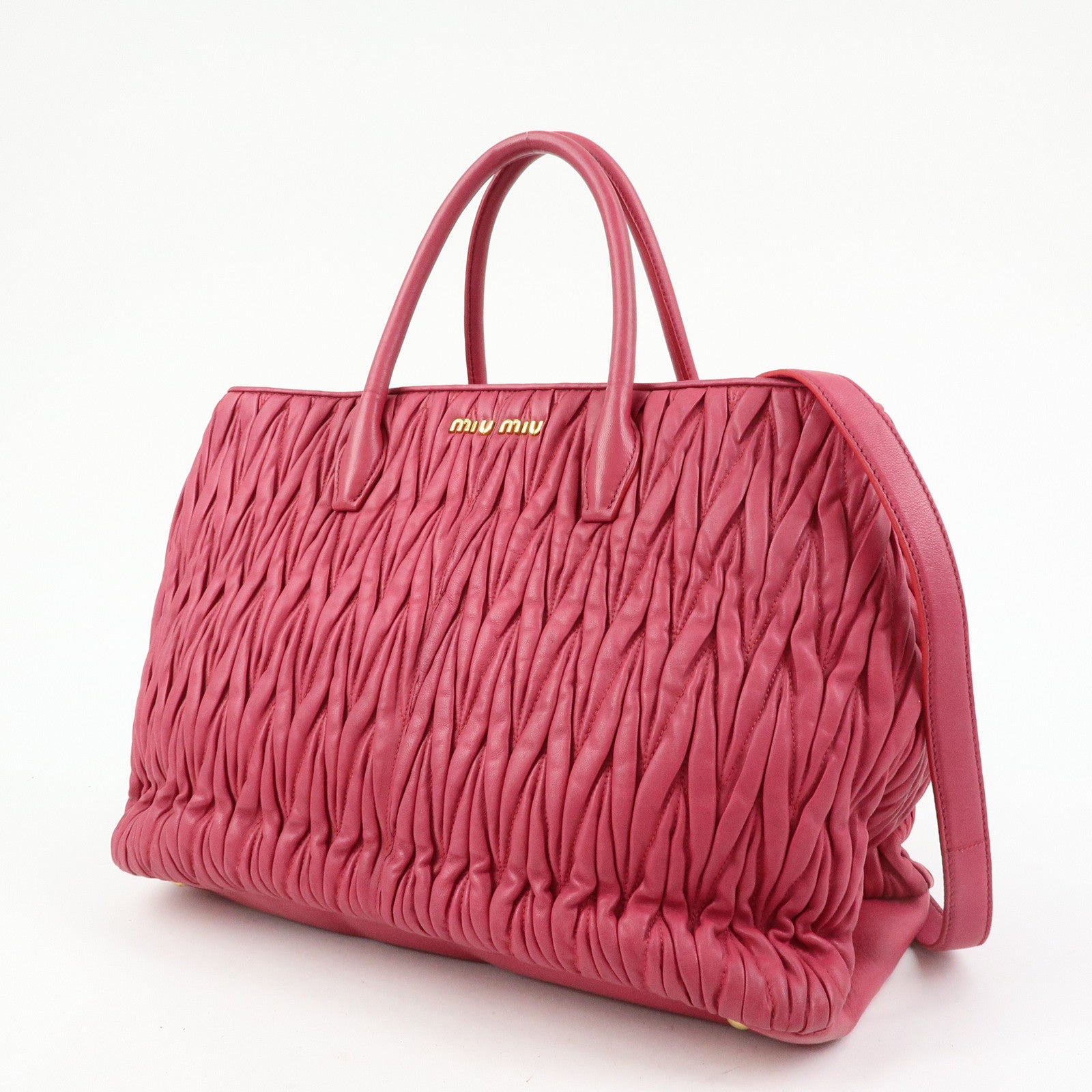 MIU MIU Matelasse Leather Tote Bag Shoulder Bag Hand Bag Pink