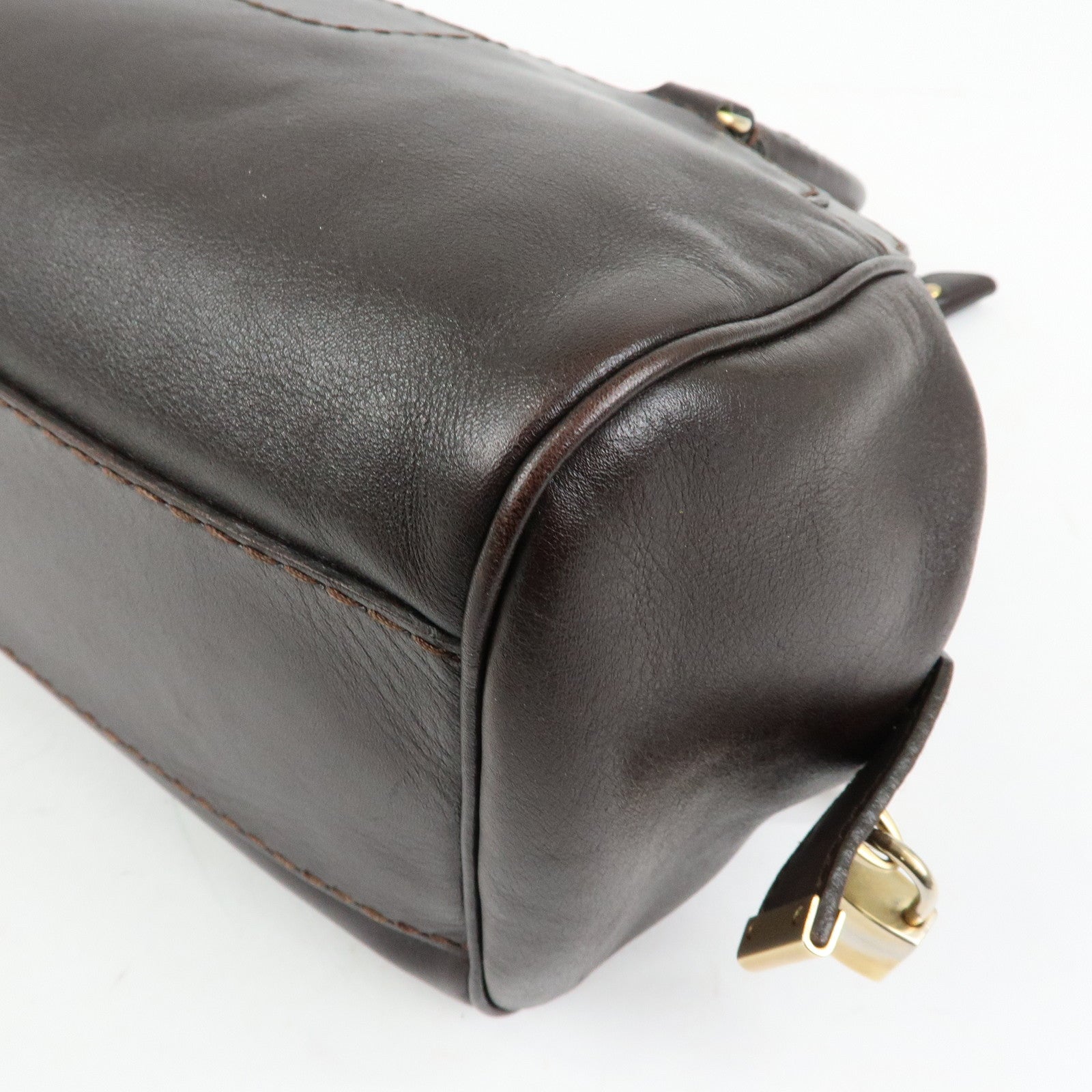 TOD'S Logo Leather Shoulder Bag Hand Bag Brown