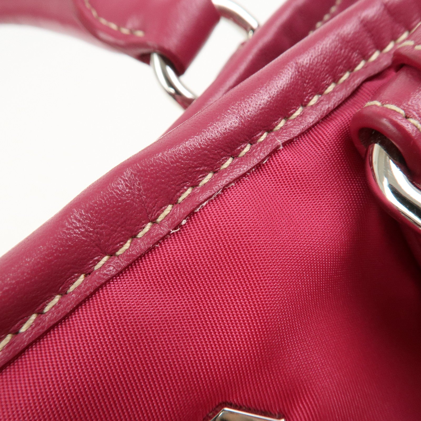 PRADA Logo Nylon Leather 2Way Bag Tote Bag Shoulder Bag Pink BN1841