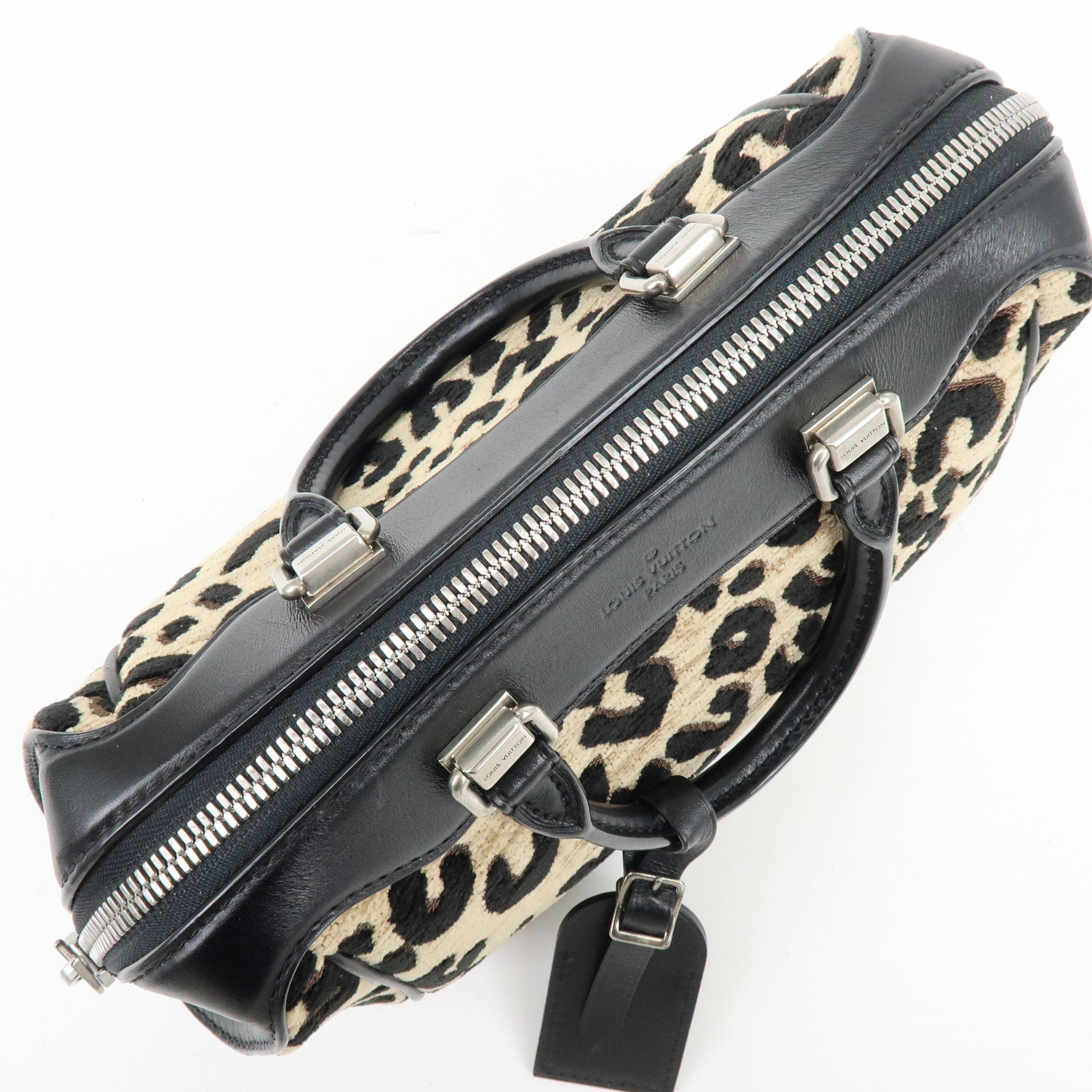Louis Vuitton Jacquard Canvas Leather Leopard Baby Hand Bag M94257