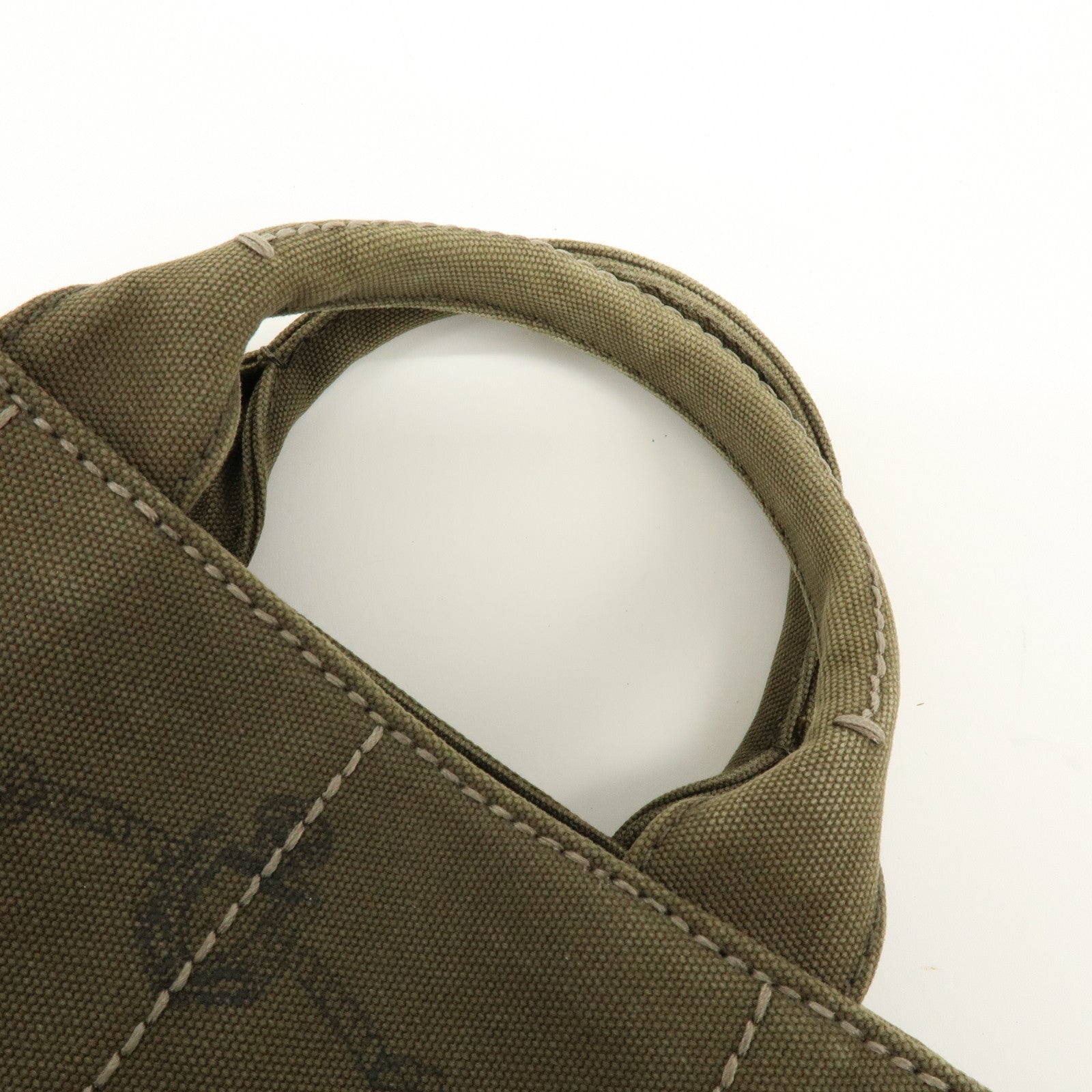 PRADA Canapa Mini Canvas Tote Bag Hand Bag Khaki BN2439