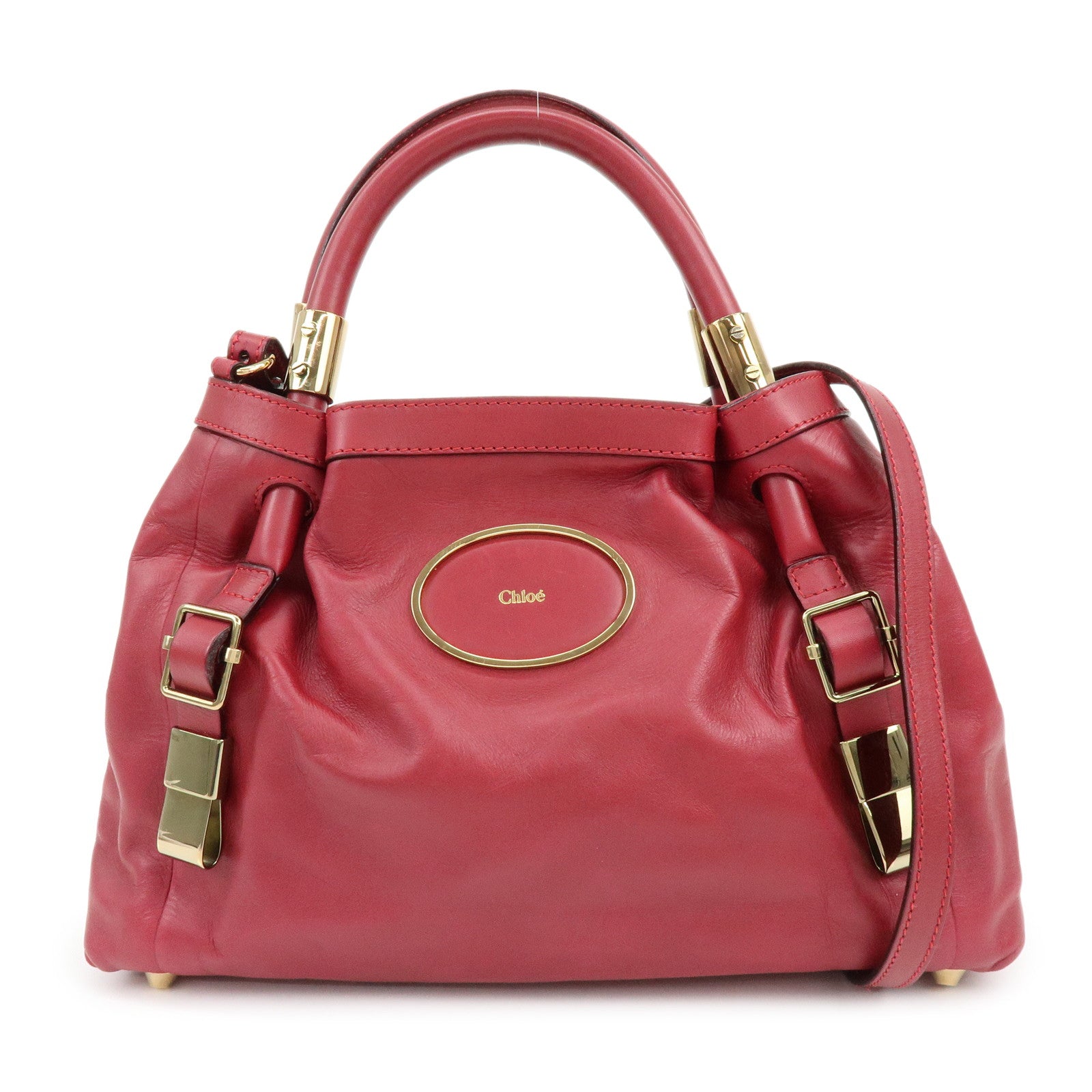 Chloe Victoria Leather 2Way Bag Shoulder Bag Hand Bag Red