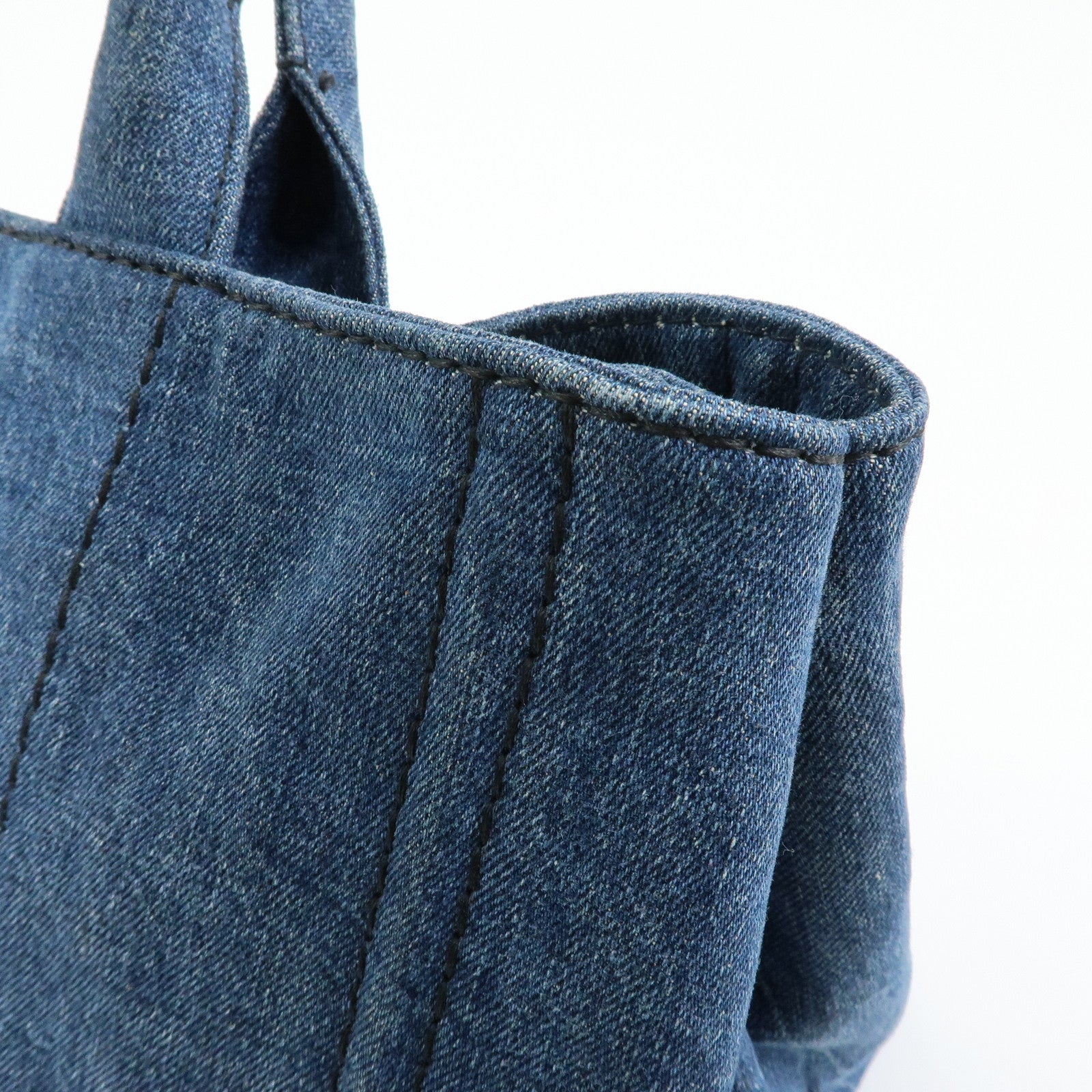 PRADA Triangle Logo Canapa Denim Large 2Way Bag Tote Bag B2642B