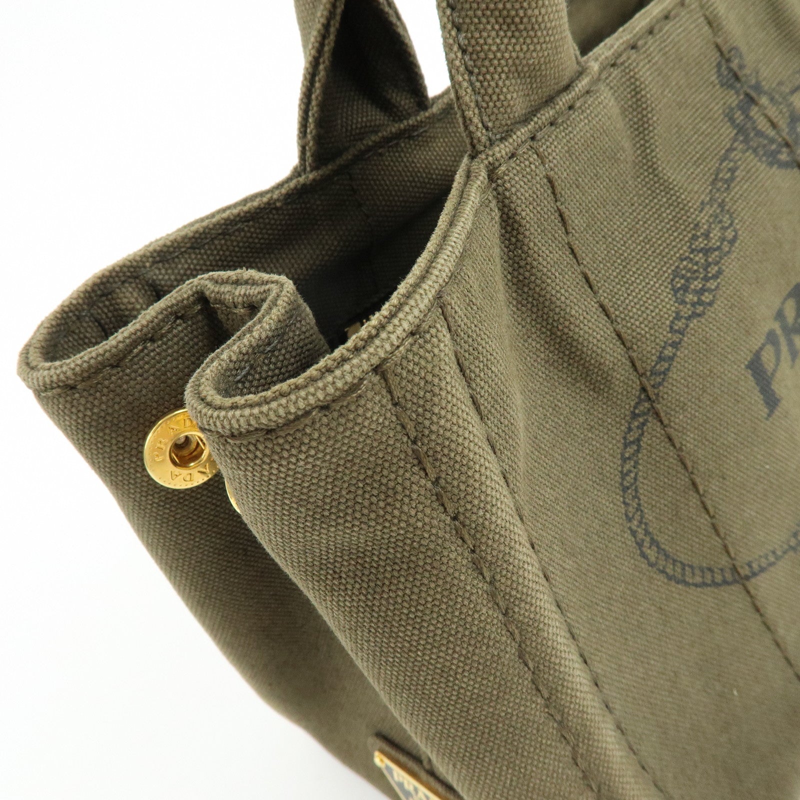 PRADA Triangle Log Canapa Mini 2Way Hand Shoulder Bag Khaki B2439G