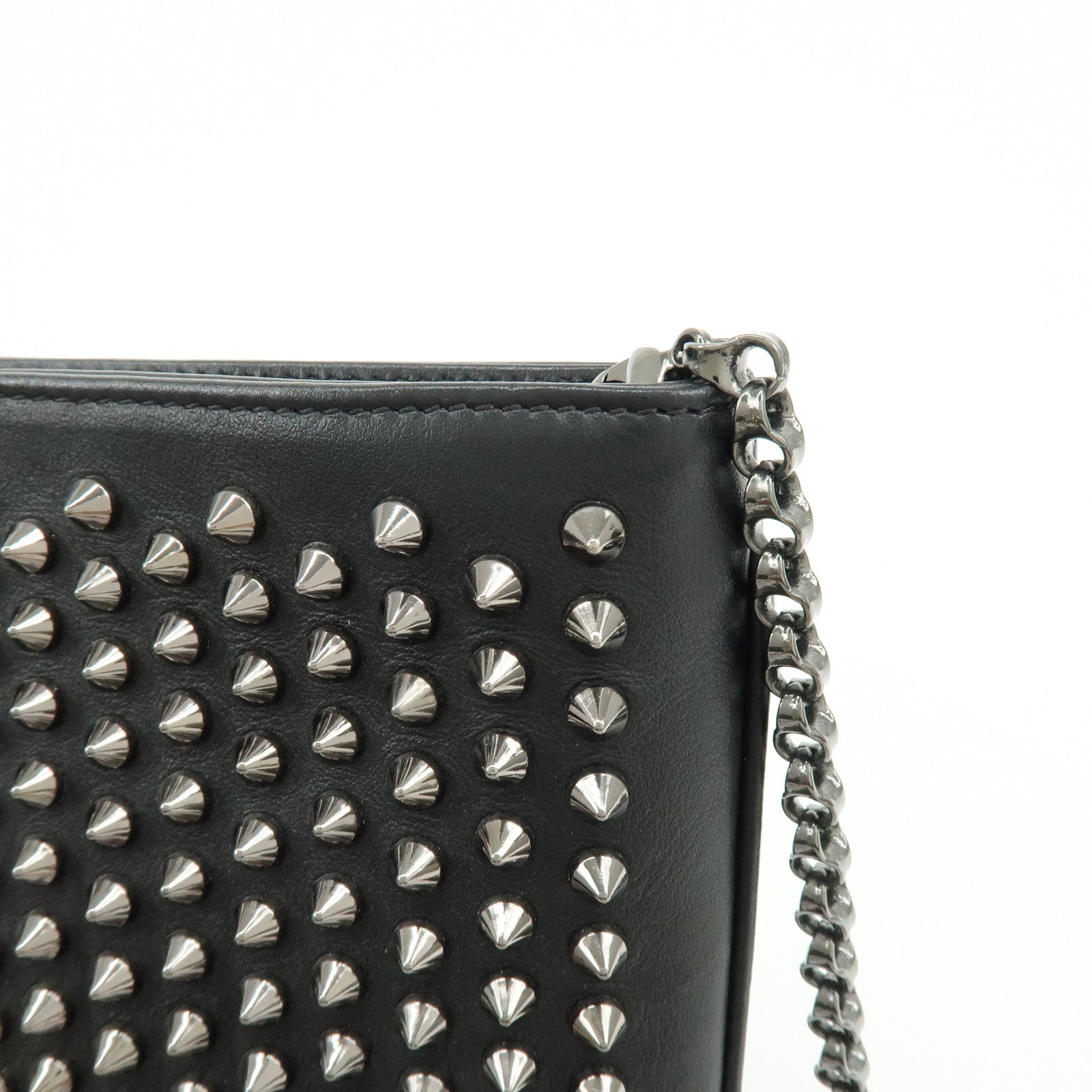 Christian Louboutin Leather 2Way Bag Chain Shoulder Bag Black Red