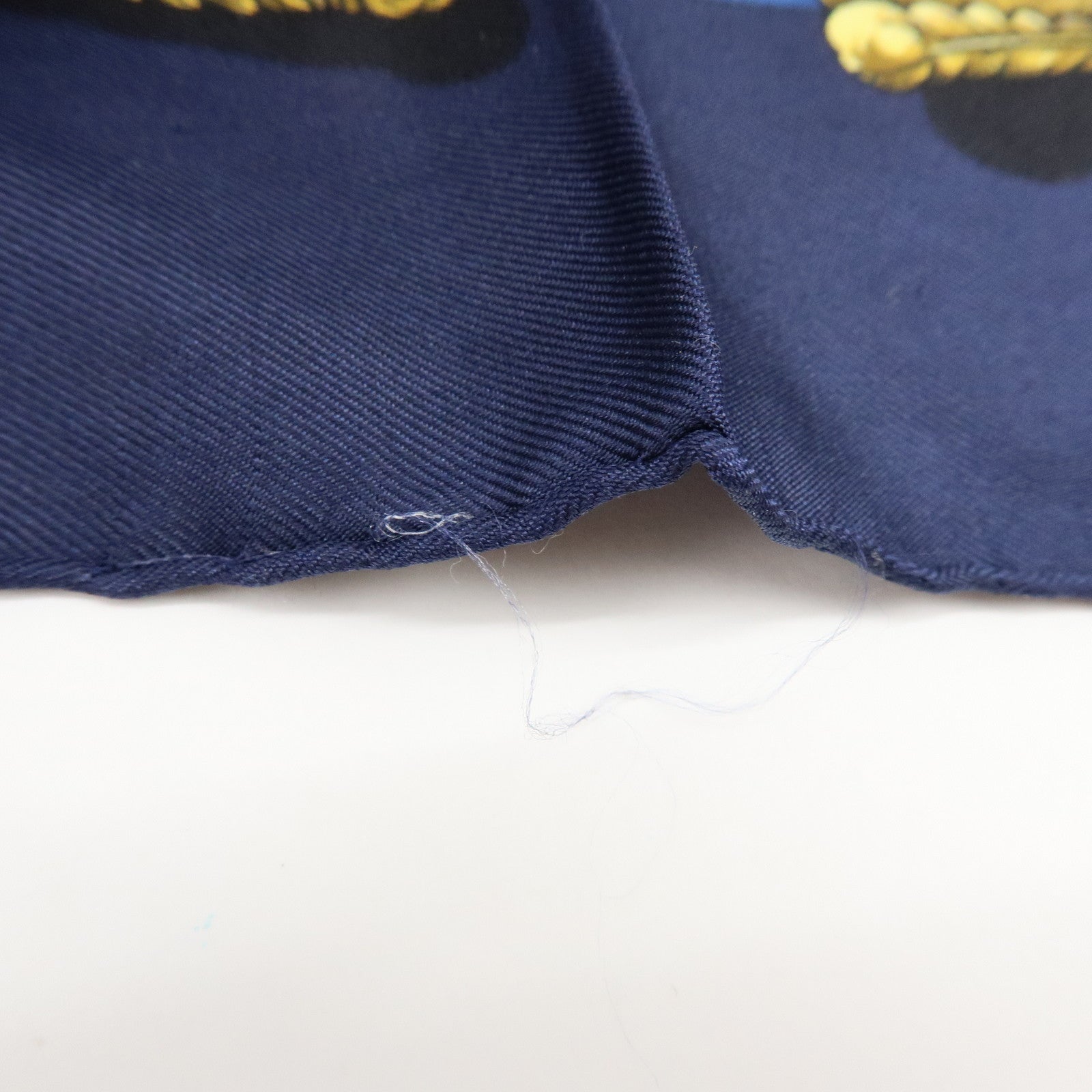 HERMES Carre 90 Silk 100% Scarf CANNES ET POMMEAUX Navy Brown