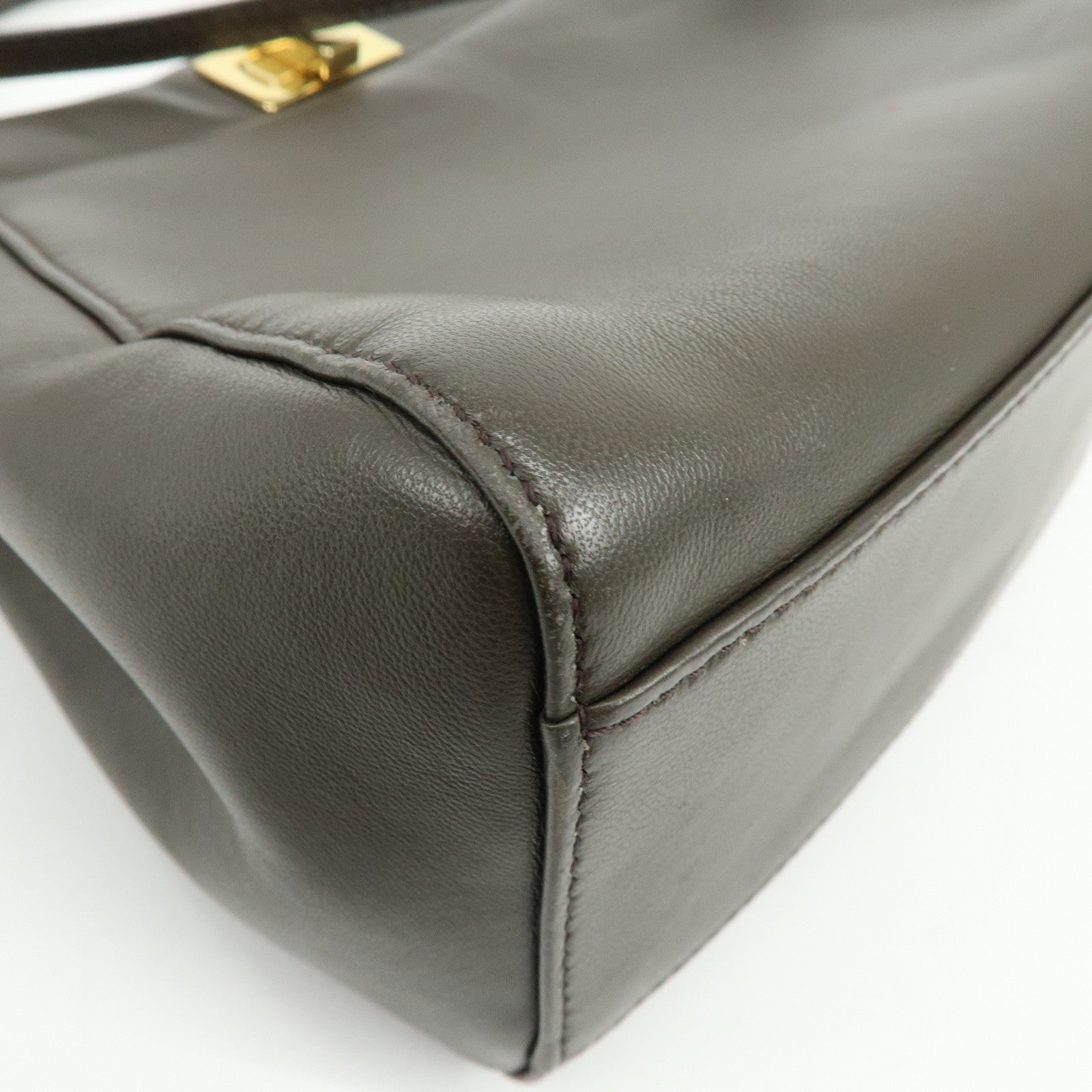 FENDI Mini Peekaboo Leather 2Way Bag Shoulder Bag Greige 8BN244