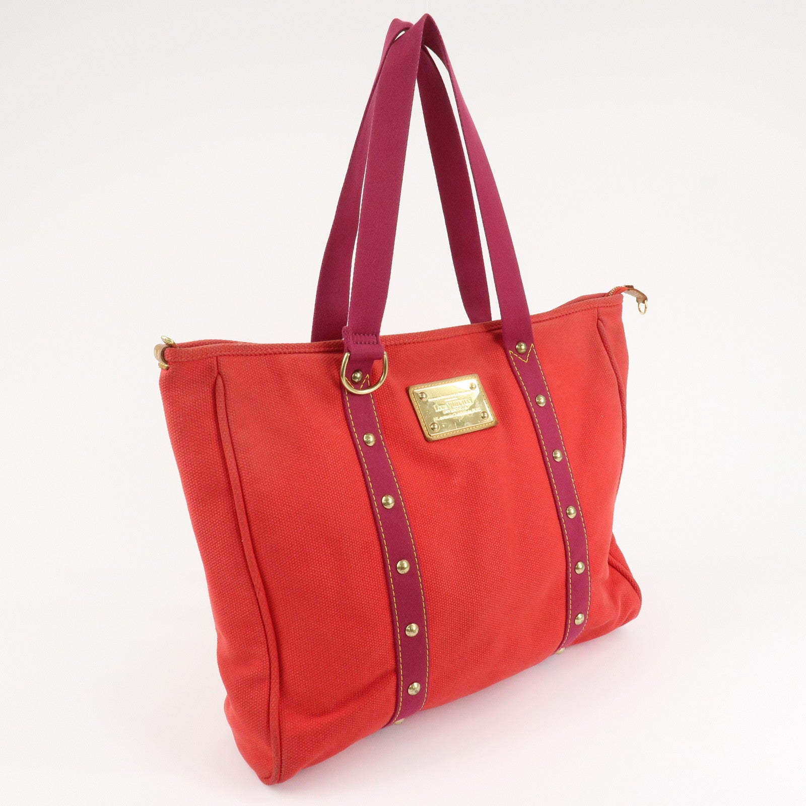 Louis Vuitton Antigua Cabas GM Canvas Shoulder Bag Rouge M40031 Used