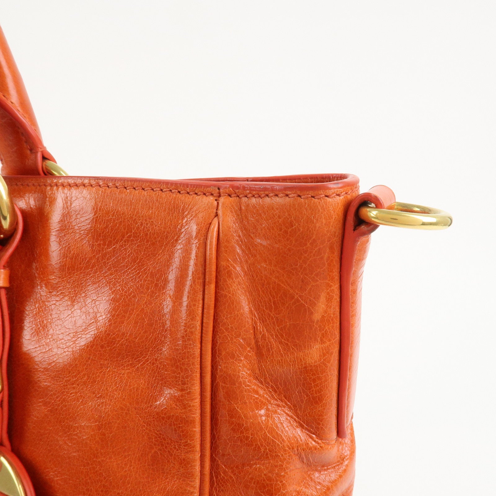 PRADA Logo Leather 2Way Bag Hand Bag Shoulder Bag Orange BN2326