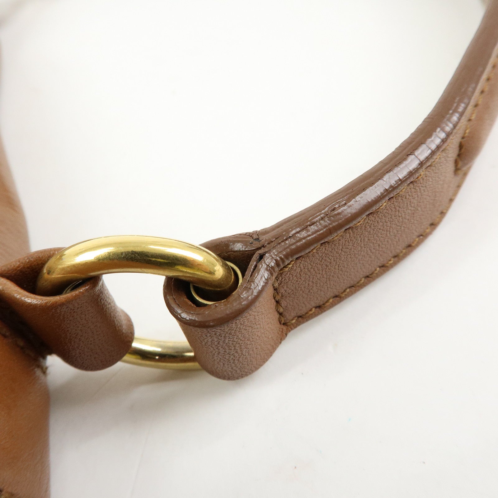 SAINT LAURENT PARIS Muse Two Leather Canvas Hand Bag Brown 229680