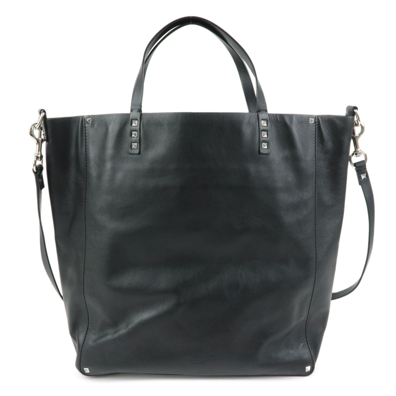 VALENTINO Studs Leather 2Way Bag Shoulder Bag Hand Bag Black